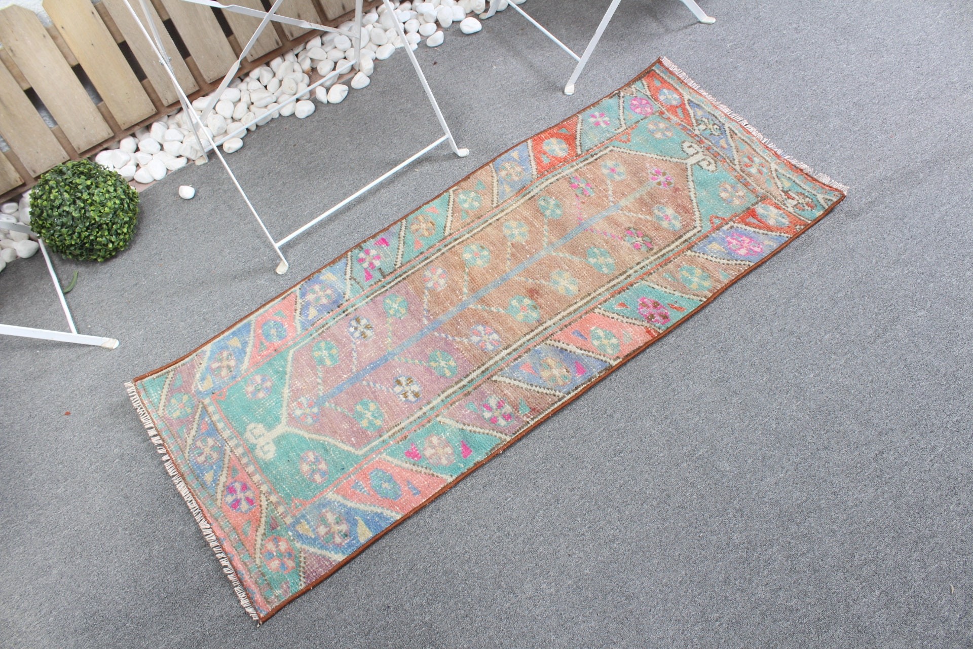 Turkish Rugs, Wall Hanging Rug, Green Cool Rug, 1.8x4.3 ft Small Rug, Vintage Rug, Cool Rugs, Rugs for Kitchen, Kitchen Rug, Floor Rug