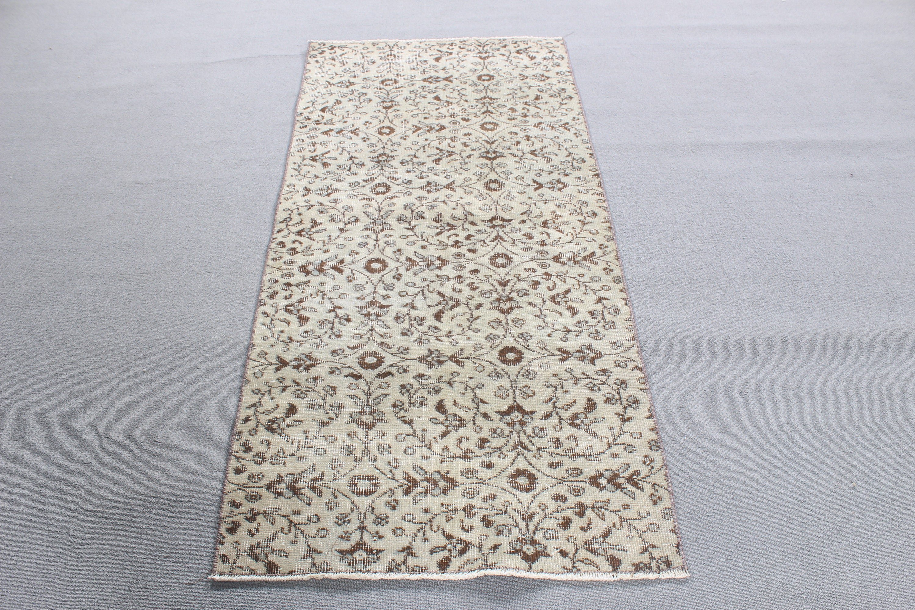 Beige Home Decor Rugs, Small Area Rugs, Bedroom Rugs, Wool Rugs, 2.6x5.5 ft Small Rug, Organic Rug, Vintage Rug, Kitchen Rugs, Turkish Rugs