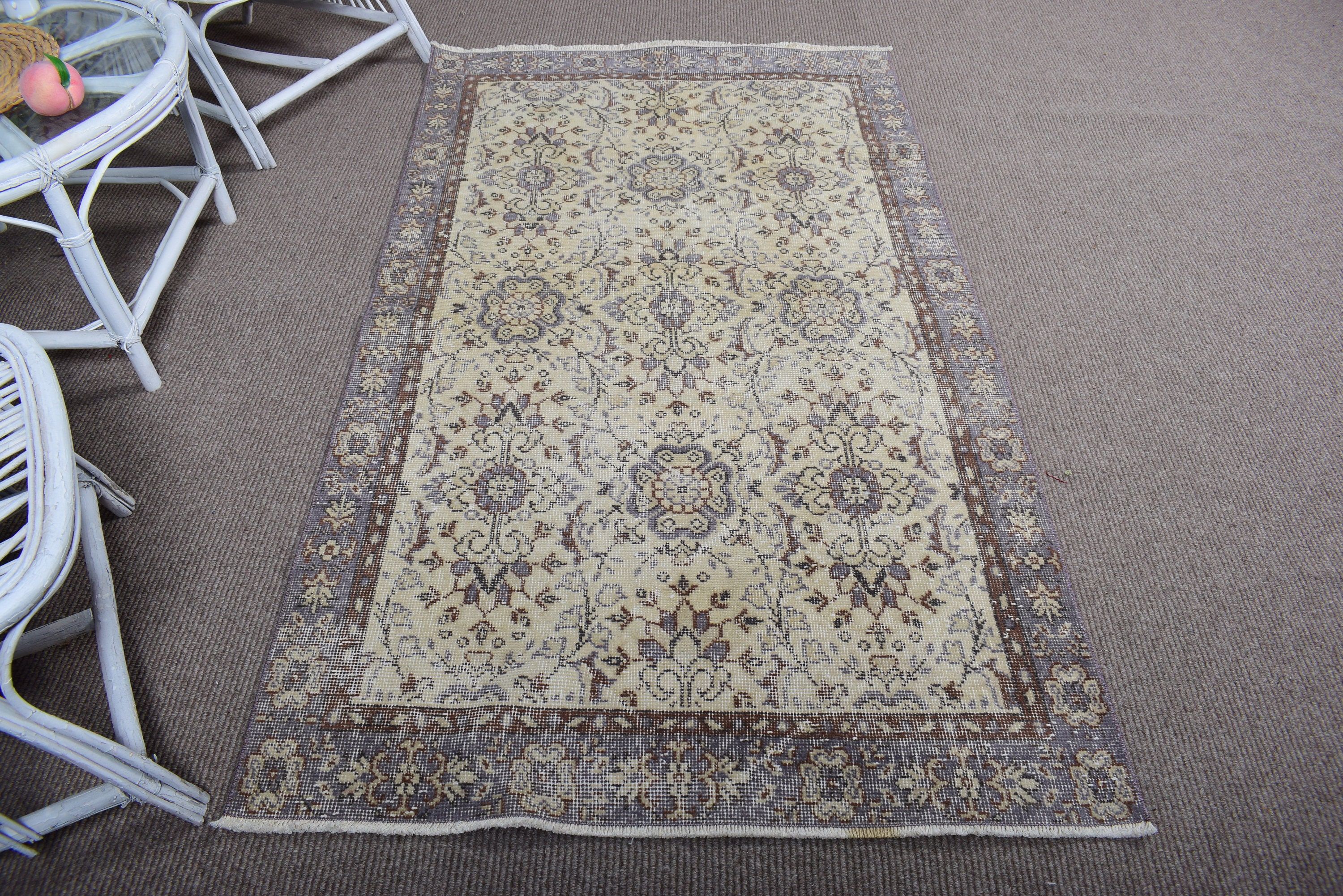 Floor Rugs, 3.5x6.3 ft Accent Rug, Boho Accent Rugs, Beige Neutral Rug, Turkish Rugs, Vintage Rug, Vintage Accent Rug, Antique Rugs