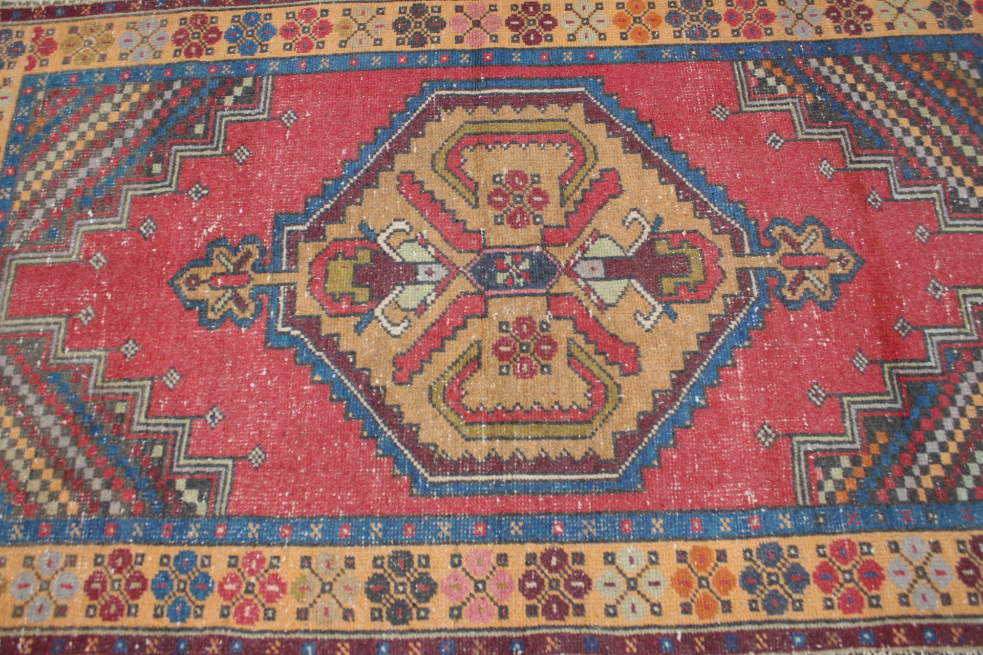 3.7x6.3 ft Accent Rug, Nursery Rug, Kitchen Rug, Red Oriental Rug, Bedroom Rug, Turkish Rug, Rugs for Kitchen, Vintage Rug