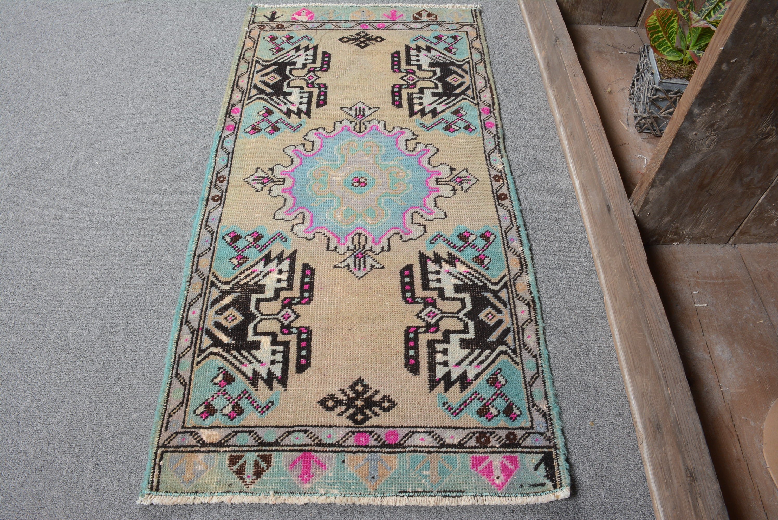 Vintage Rug, Bathroom Rug, Door Mat Rugs, Antique Rug, Floor Rugs, Home Decor Rug, 1.6x3.2 ft Small Rugs, Turkish Rug, Green Anatolian Rug