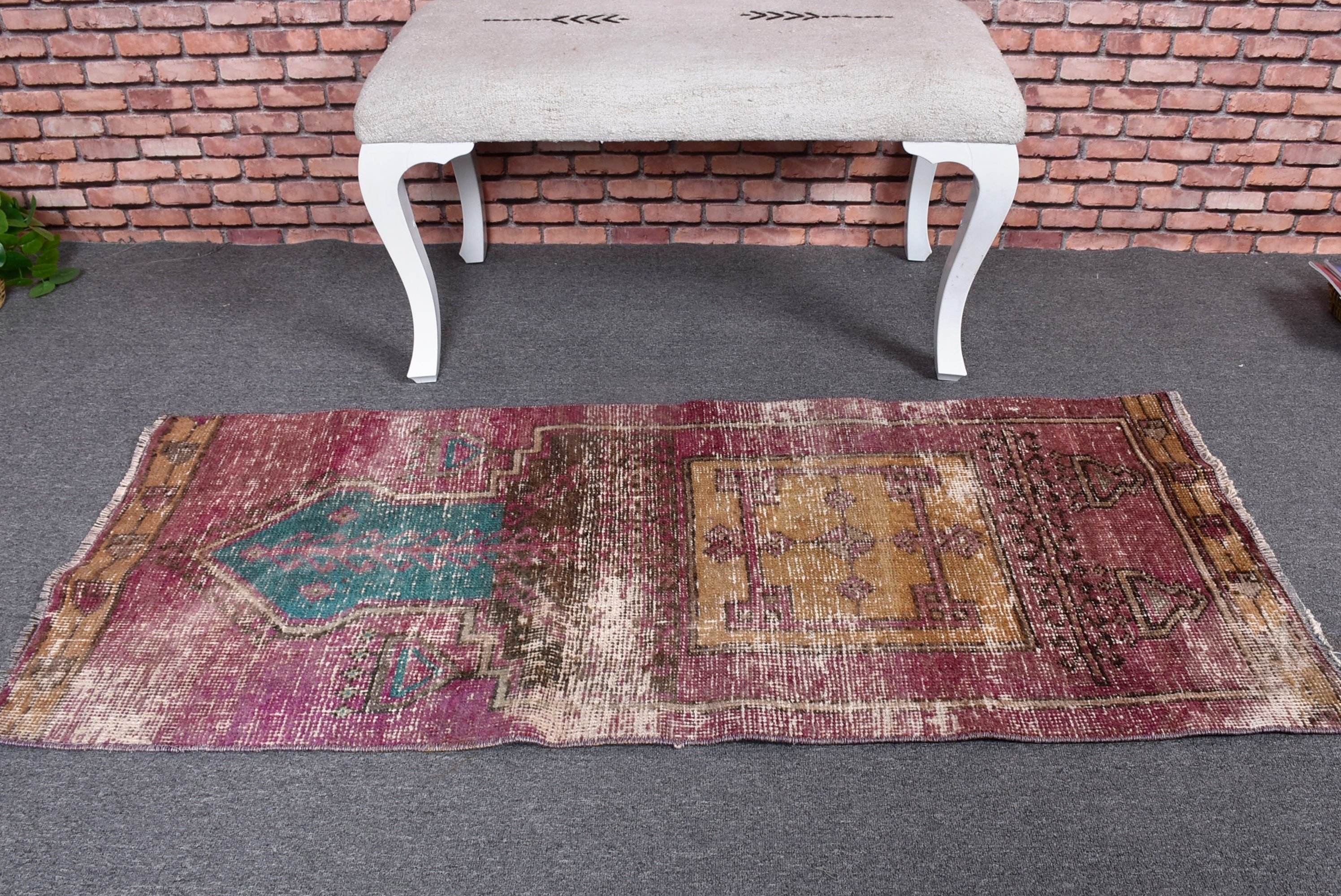 Küçük Vintage Halılar, Araba Paspas Halısı, Açıklama Halıları, Türk Halıları, El Dokuma Halı, Vintage Halılar, Mor Boho Halılar, 2,2x5 ft Küçük Halılar