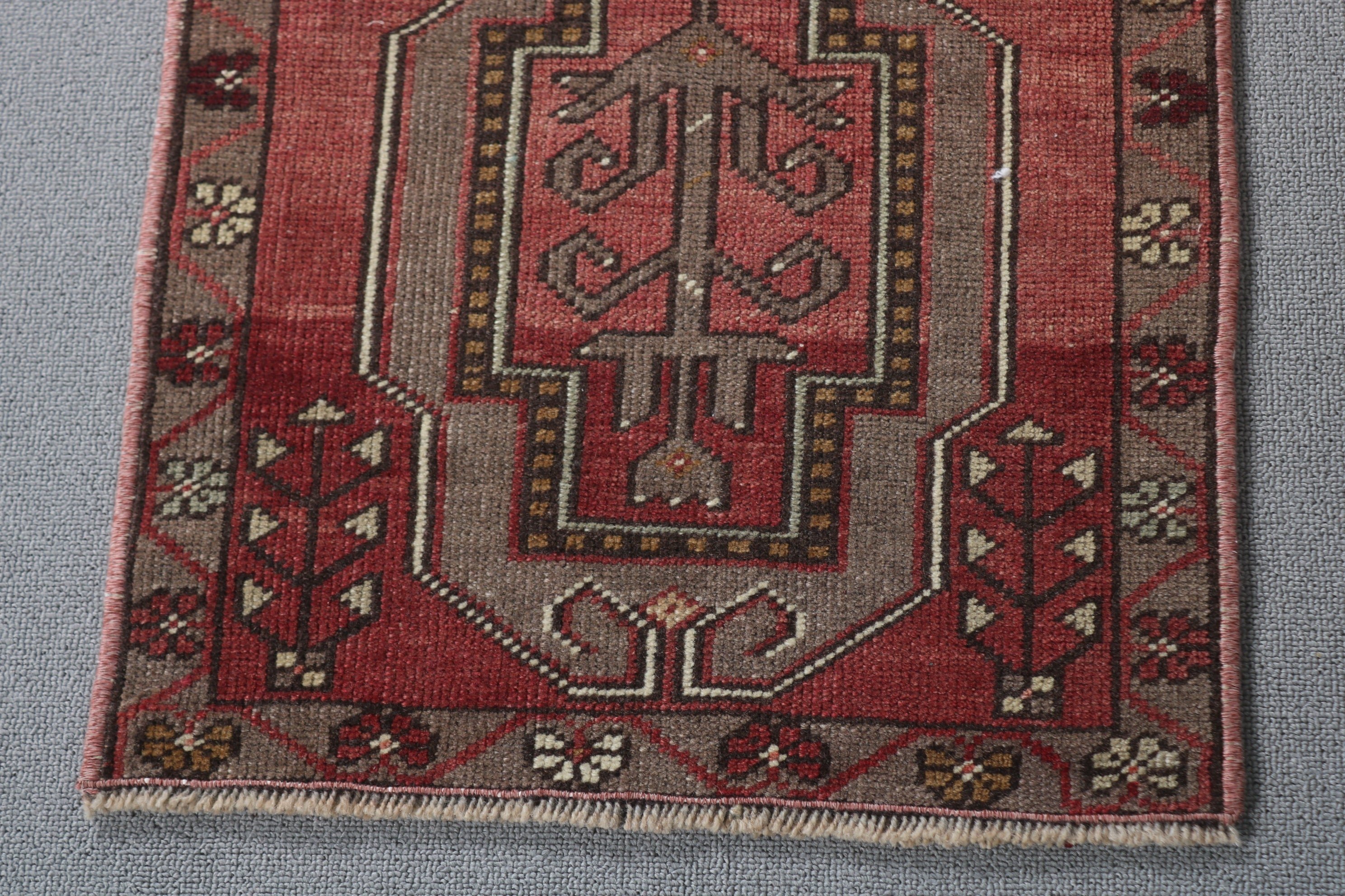 1.6x3.4 ft Küçük Halı, Paspas Halısı, Kahverengi Yün Halı, Ev Dekor Halısı, Araba Paspas Halısı, Anadolu Halısı, Dekoratif Halı, Vintage Halı, Türk Halısı