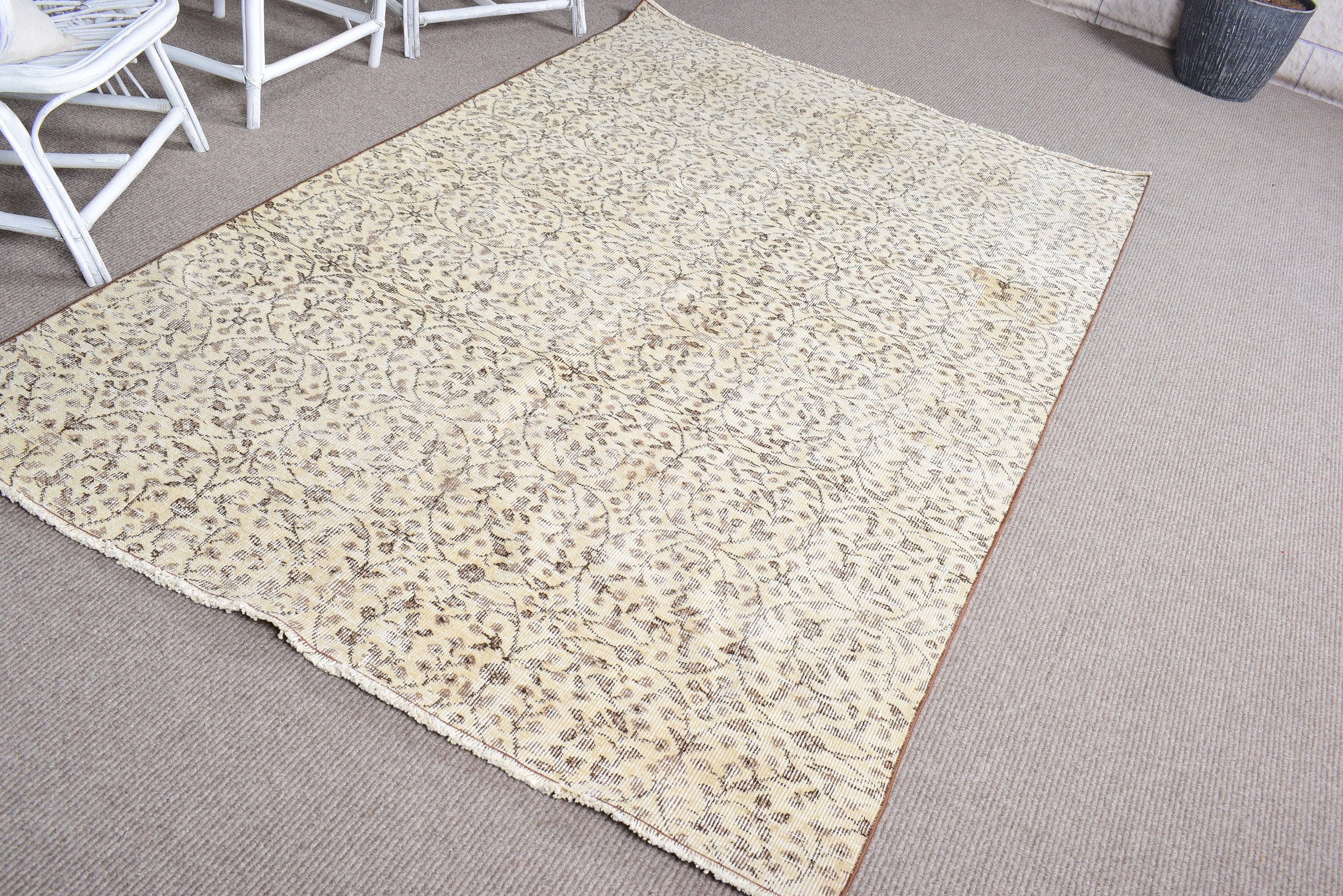 Large Oushak Rugs, Turkish Rug, Living Room Rugs, 5x8.1 ft Large Rug, Vintage Rugs, Beige Handwoven Rug, Neutral Rugs, Bedroom Rug