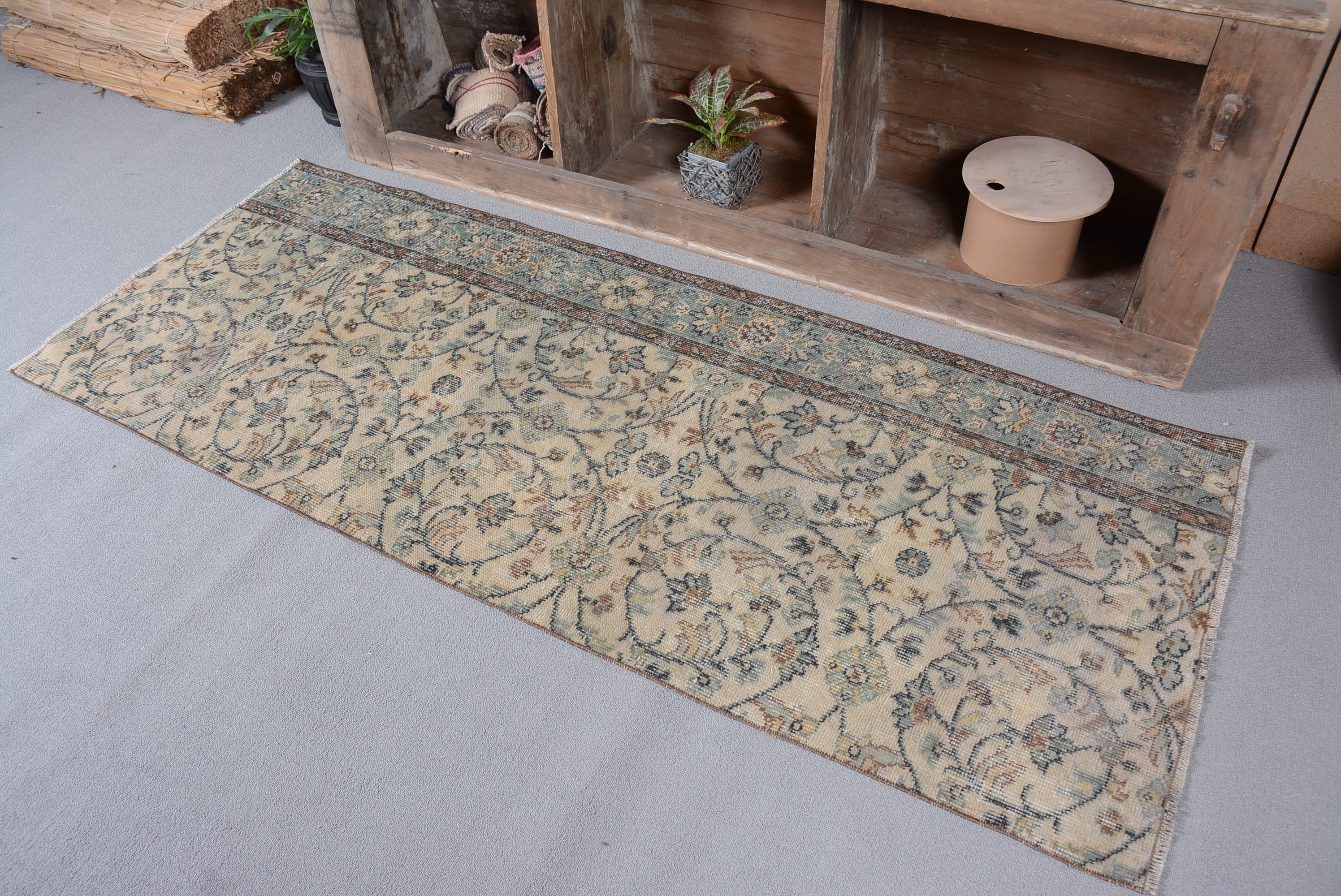 2.6x6.7 ft Runner Halı, Boho Halı, Vintage Halı, Koridor Halıları, Mutfak Halıları, Ev Dekorasyonu Halıları, Anadolu Halıları, Türk Halısı, Yeşil Yer Halısı