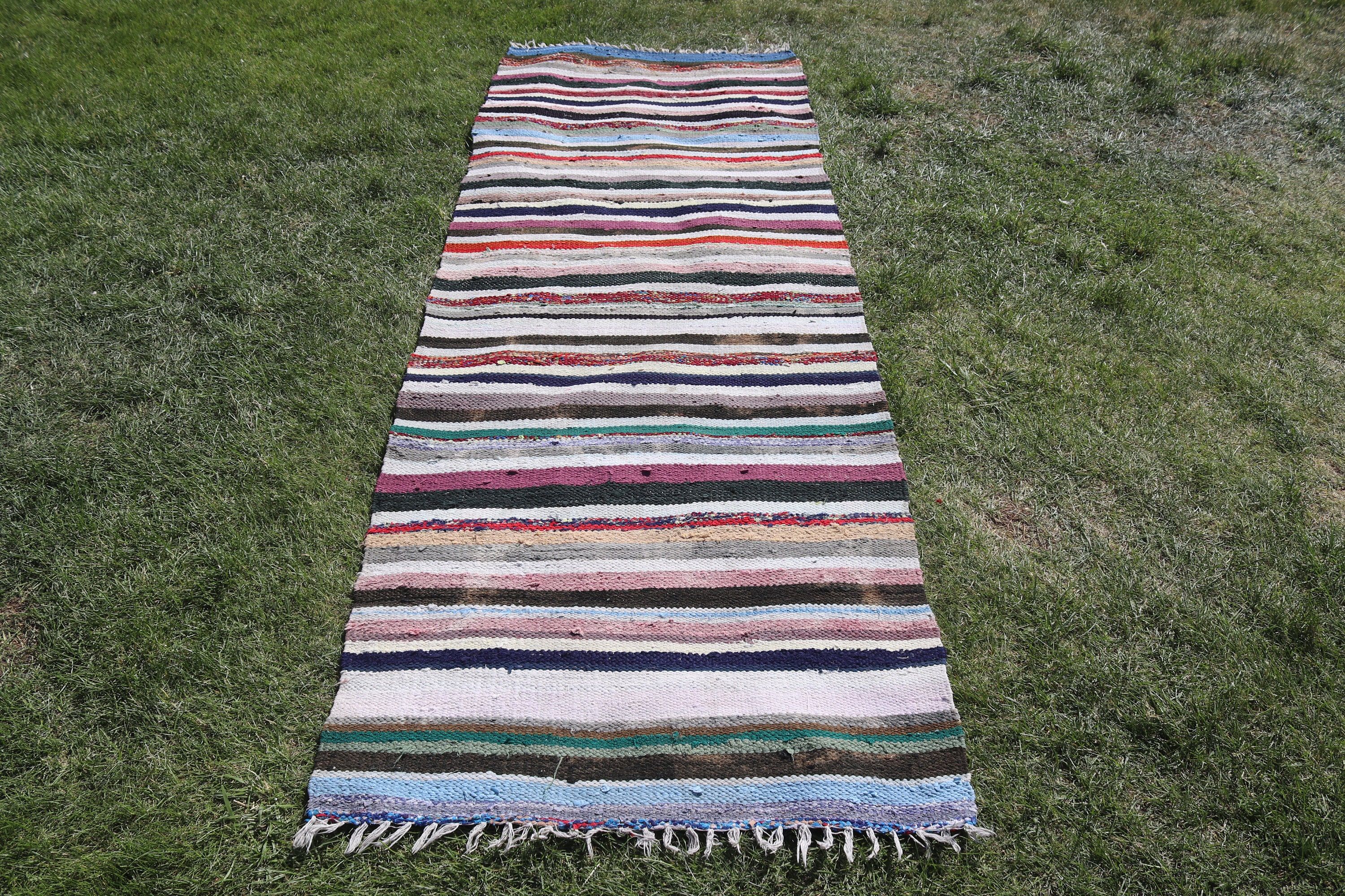 Stair Rug, Beni Ourain Runner Rug, Cool Rug, 2.8x8.1 ft Runner Rugs, Turkish Rugs, Kilim, Anatolian Rug, Vintage Rugs, Rainbow Wool Rugs