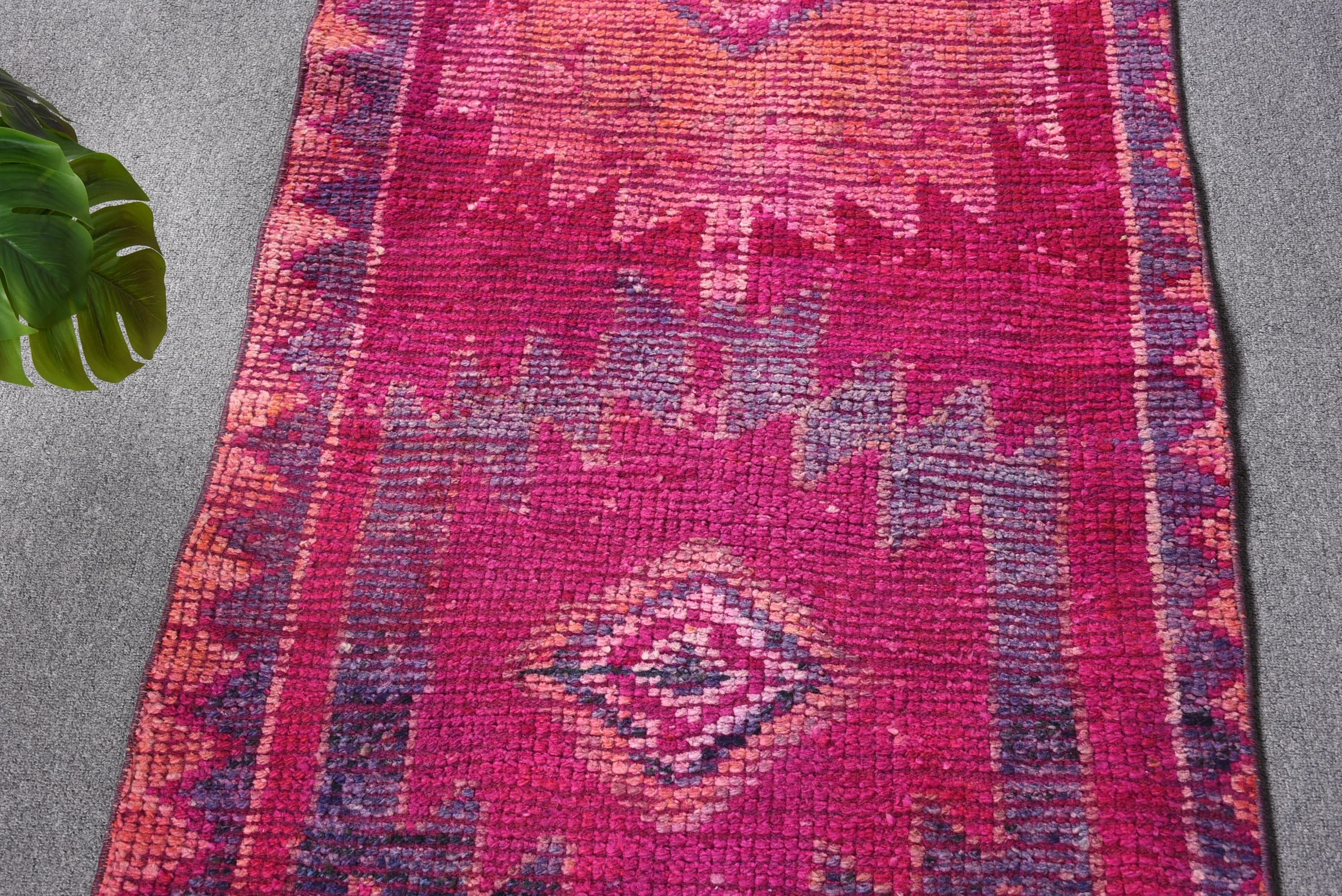 Turkish Rug, 2.6x9.4 ft Runner Rugs, Moroccan Rug, Oushak Rug, Purple Home Decor Rugs, Rugs for Corridor, Kitchen Rugs, Vintage Rug