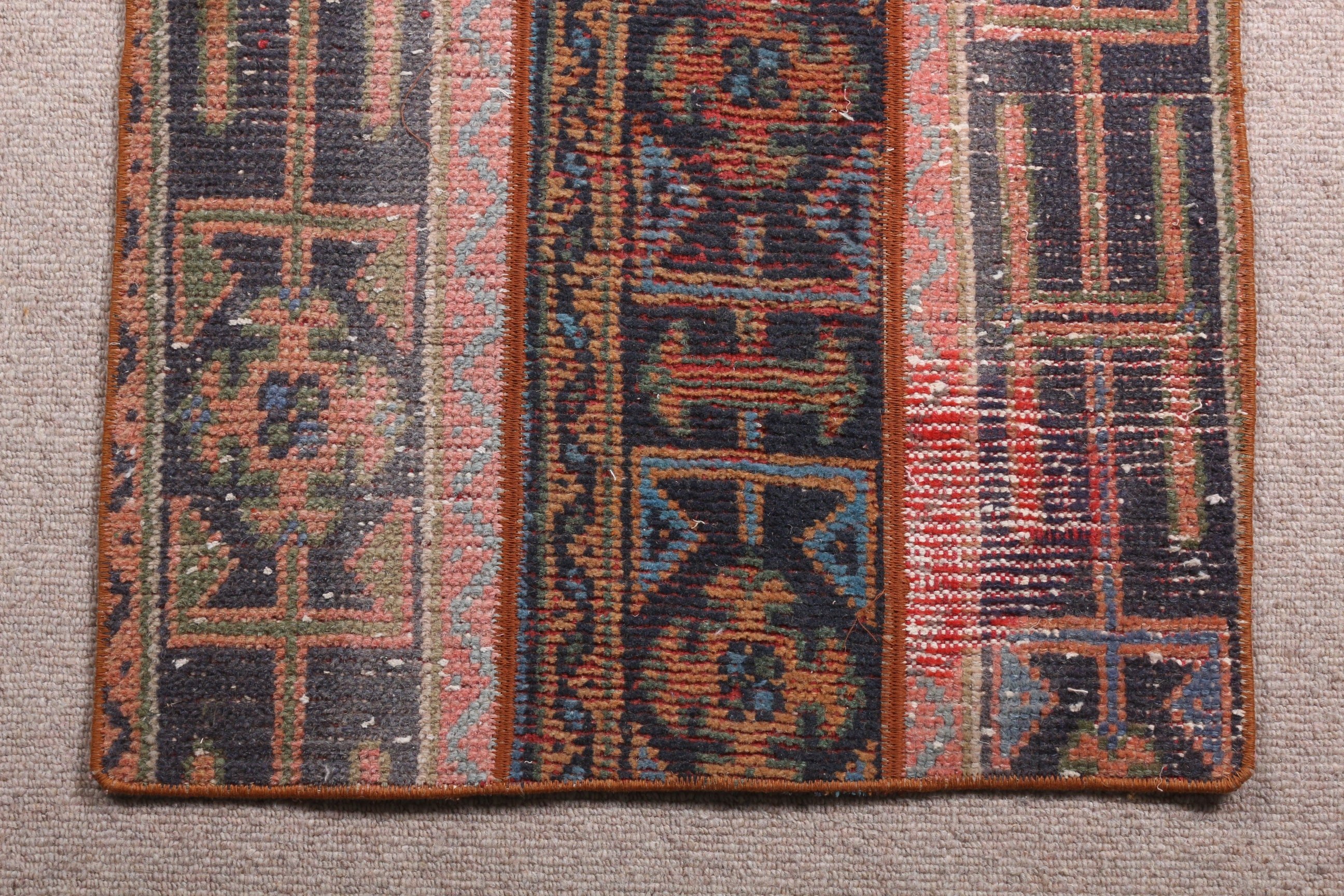 Türk Halıları, 1.9x2.5 ft Küçük Halı, Yer Halısı, Mavi Yer Halıları, Vintage Halılar, Kapı Paspas Halısı, Yün Halı, Mutfak Halıları, Banyo Halıları