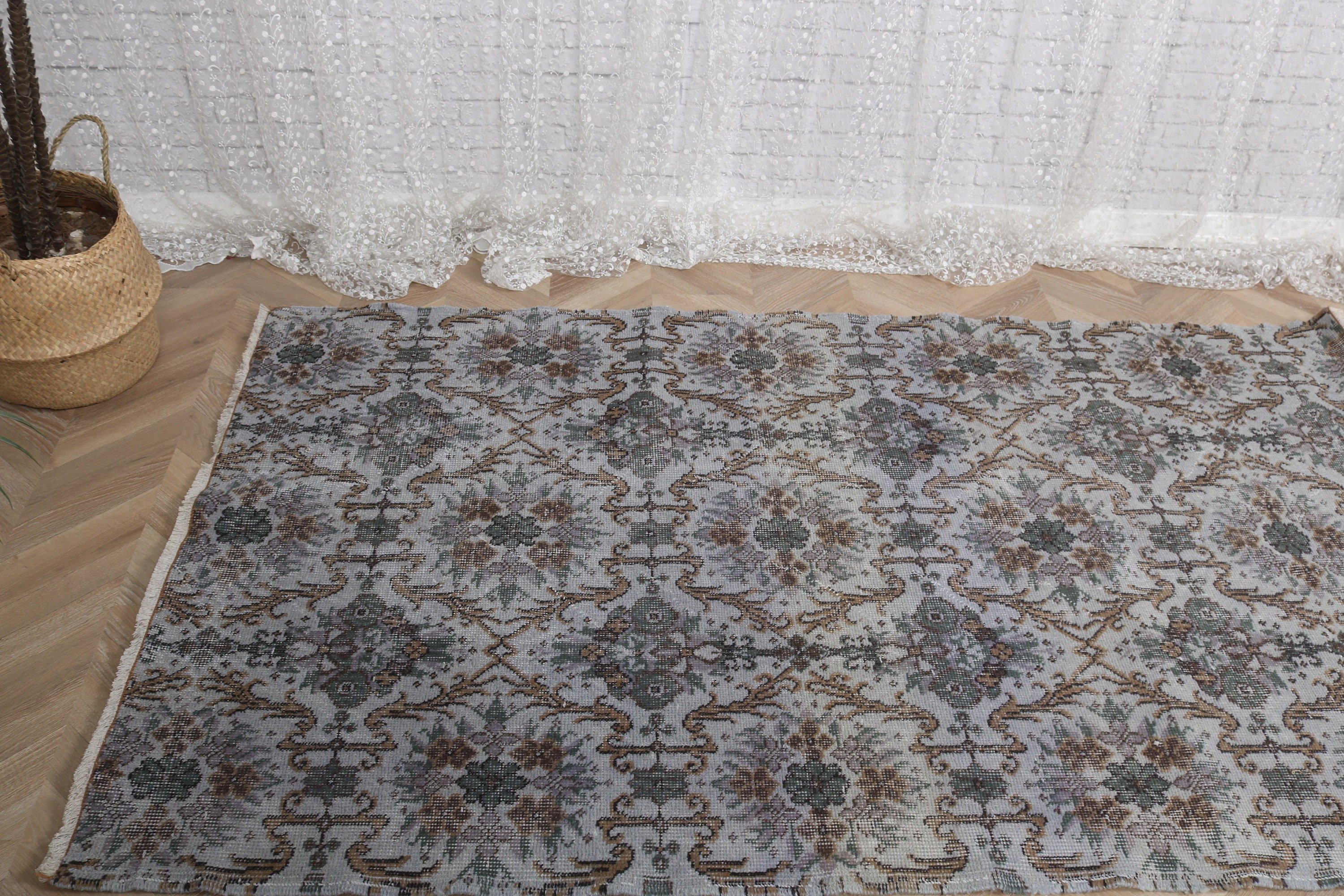 Vintage Halı, 3,9x6,5 ft Alan Halıları, Mutfak Halısı, Lüks Halı, İç Mekan Halıları, Bronz El Dokuma Halılar, Türk Halıları, Boho Bölgesi Halıları, Aztek Halısı