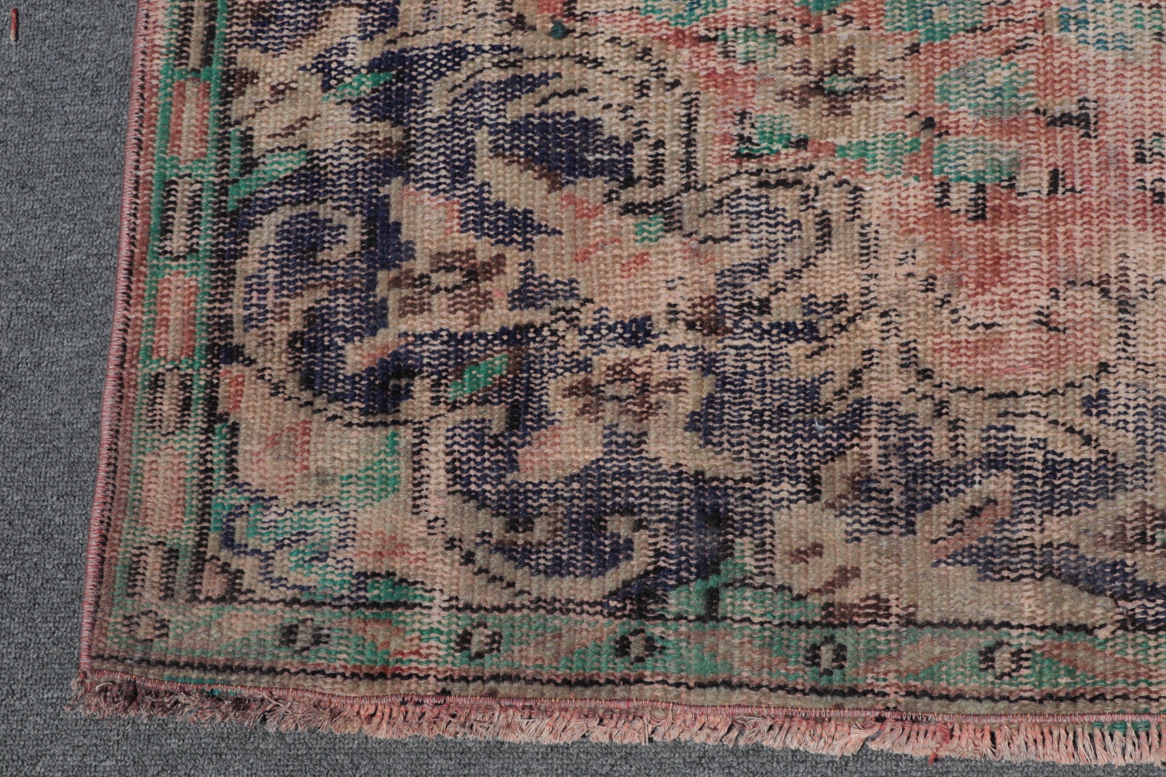 Turuncu Yün Halı, Vintage Halı, Türk Halıları, Eklektik Halı, Mutfak Halısı, Fas Halısı, 4.3x7.8 ft Alan Halısı, Anadolu Halıları, Oturma Odası Halısı