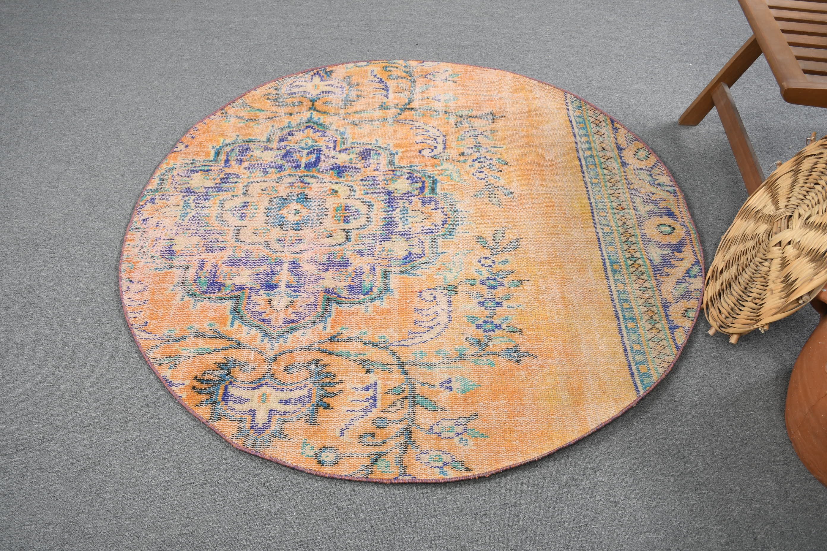 Mutfak Halı, Yatak odası Halı, Turuncu Uşak Halı, Ev Halı, Türk Halı, 138x138 cm Antre Halı, Anadolu Halı, Giriş Halı, Giriş Halı, Ev Halı