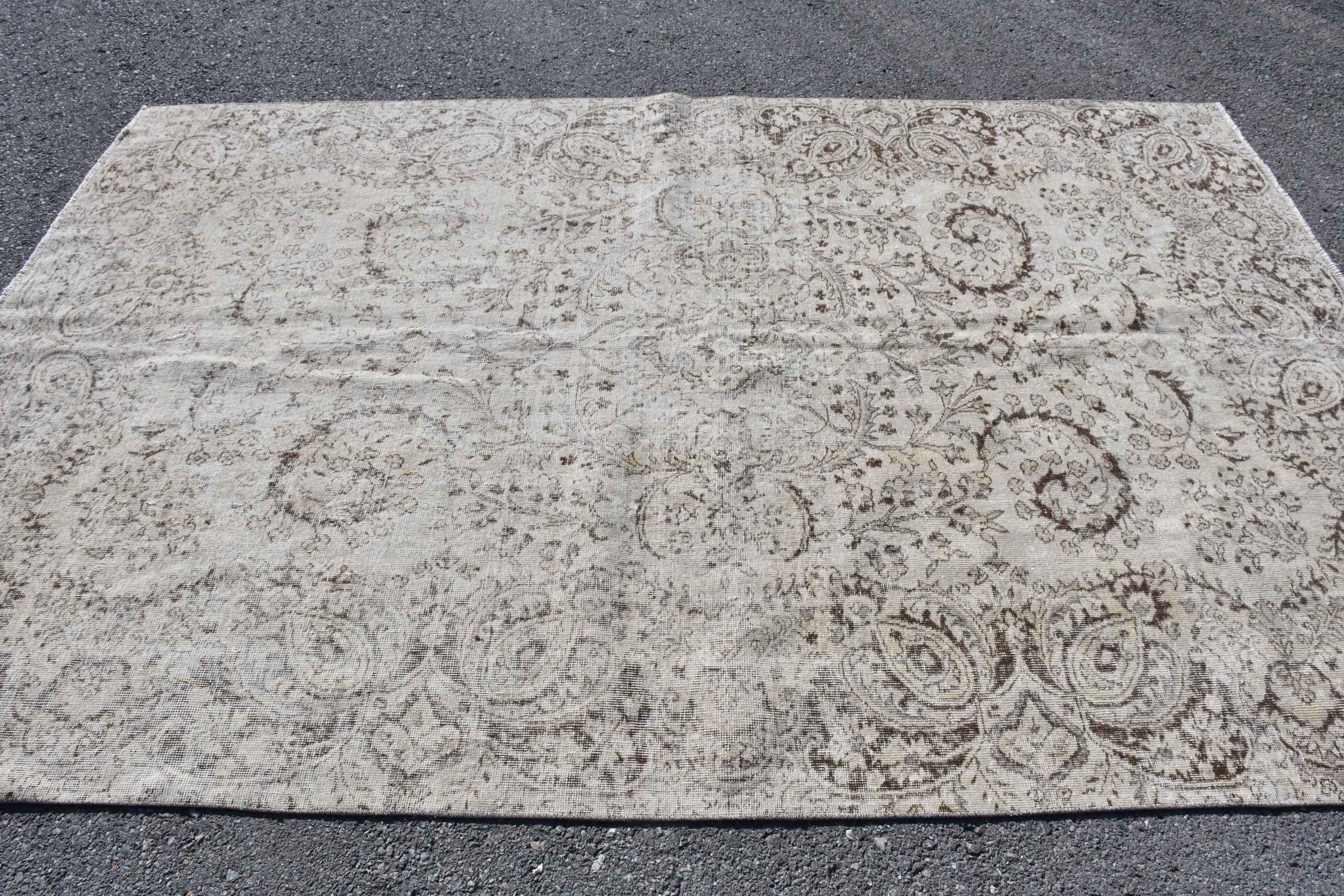 Living Room Rug, Oushak Rugs, Antique Rug, Beige  6.5x9.6 ft Large Rugs, Ethnic Rugs, Salon Rugs, Turkish Rug, Vintage Rug