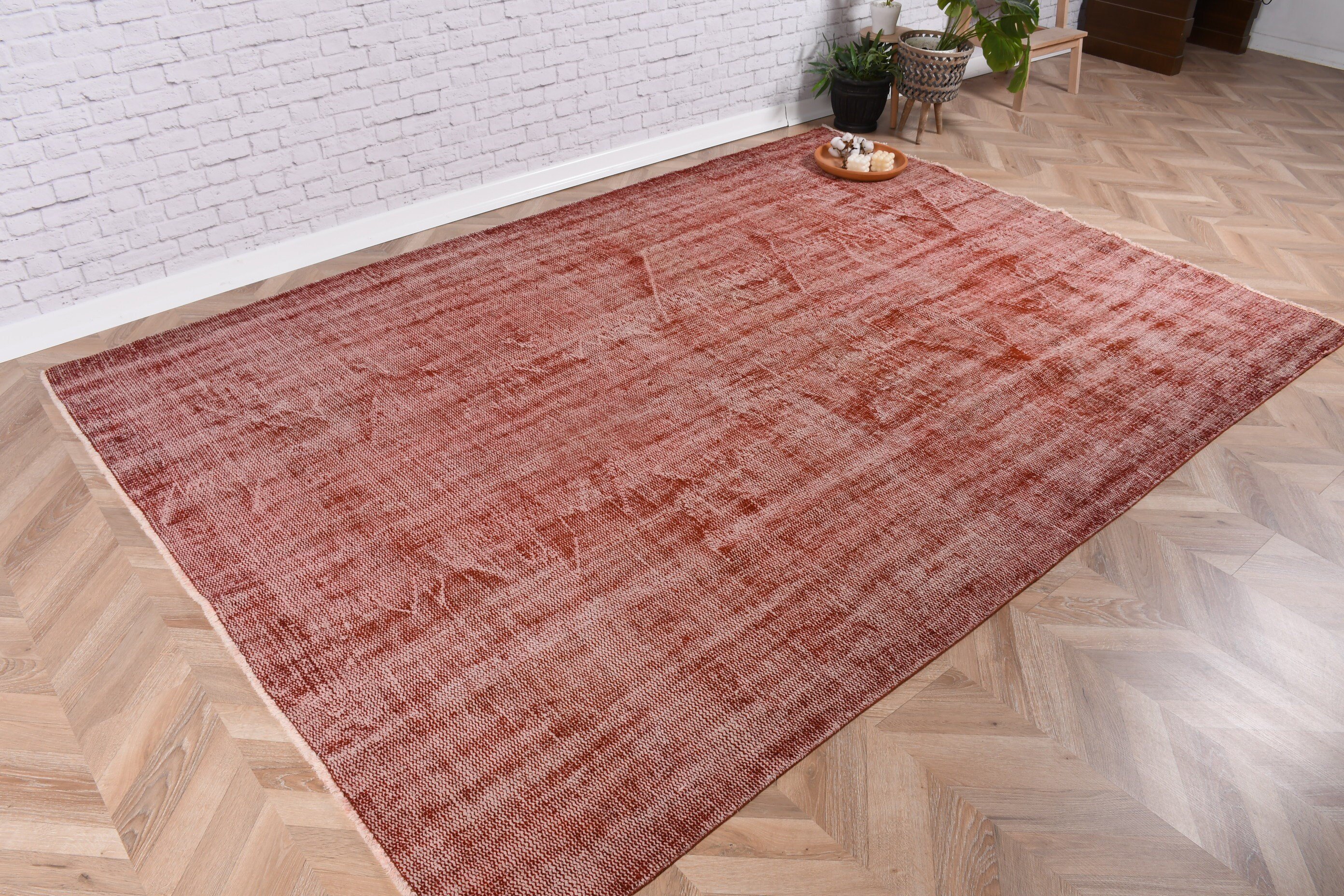 Ev Dekorasyonu Halıları, Vintage Halılar, Boho Halısı, Türk Halısı, 6.1x8.5 ft Büyük Halılar, Salon Halısı, Oushak Halıları, Turuncu Anadolu Halısı, Oturma Odası Halıları