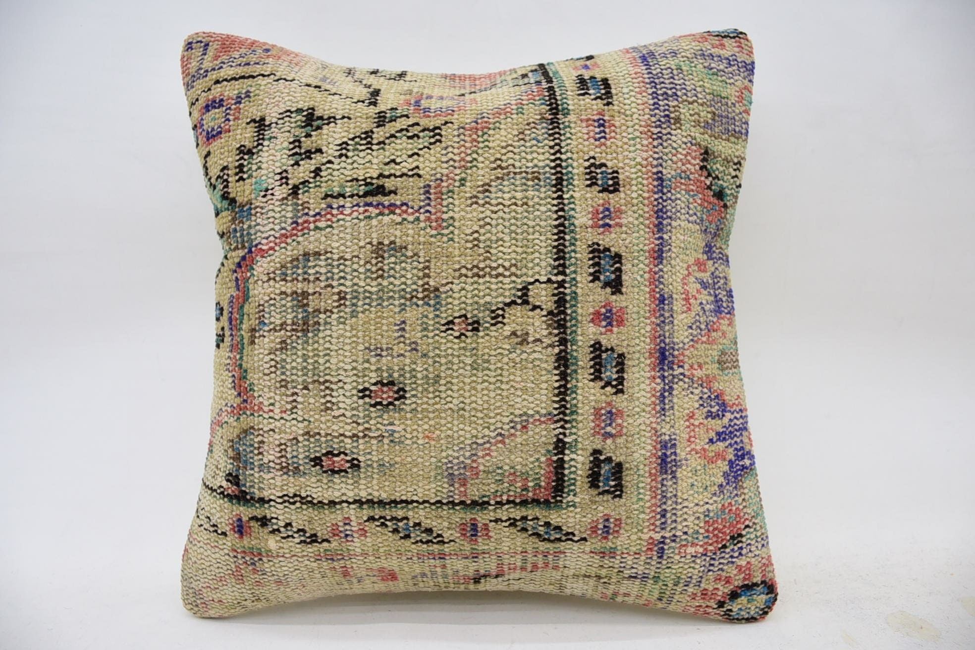 Kilim Pillow, Handmade Kilim Cushion, Pillow for Sofa, 18"x18" Beige Cushion Cover, Traditional Pillow Cover, Chair Pillow Sham