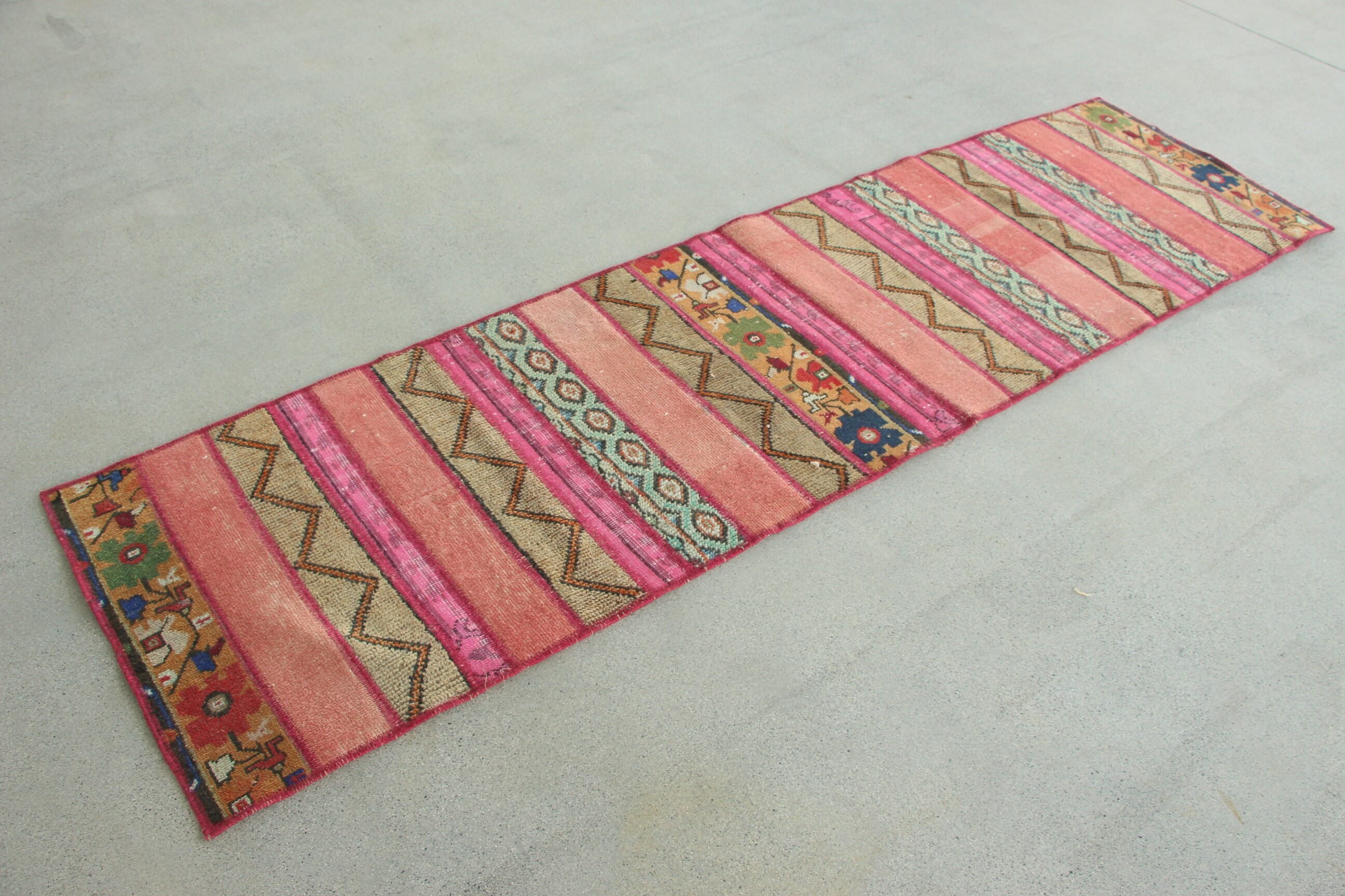 Lüks Halı, Vintage Halı, Uzun Yolluk Halı, Boho Halılar, 2.3x8.4 ft Runner Halı, Pembe Lüks Halılar, Nötr Halılar, Türk Halısı, Vintage Runner Halı