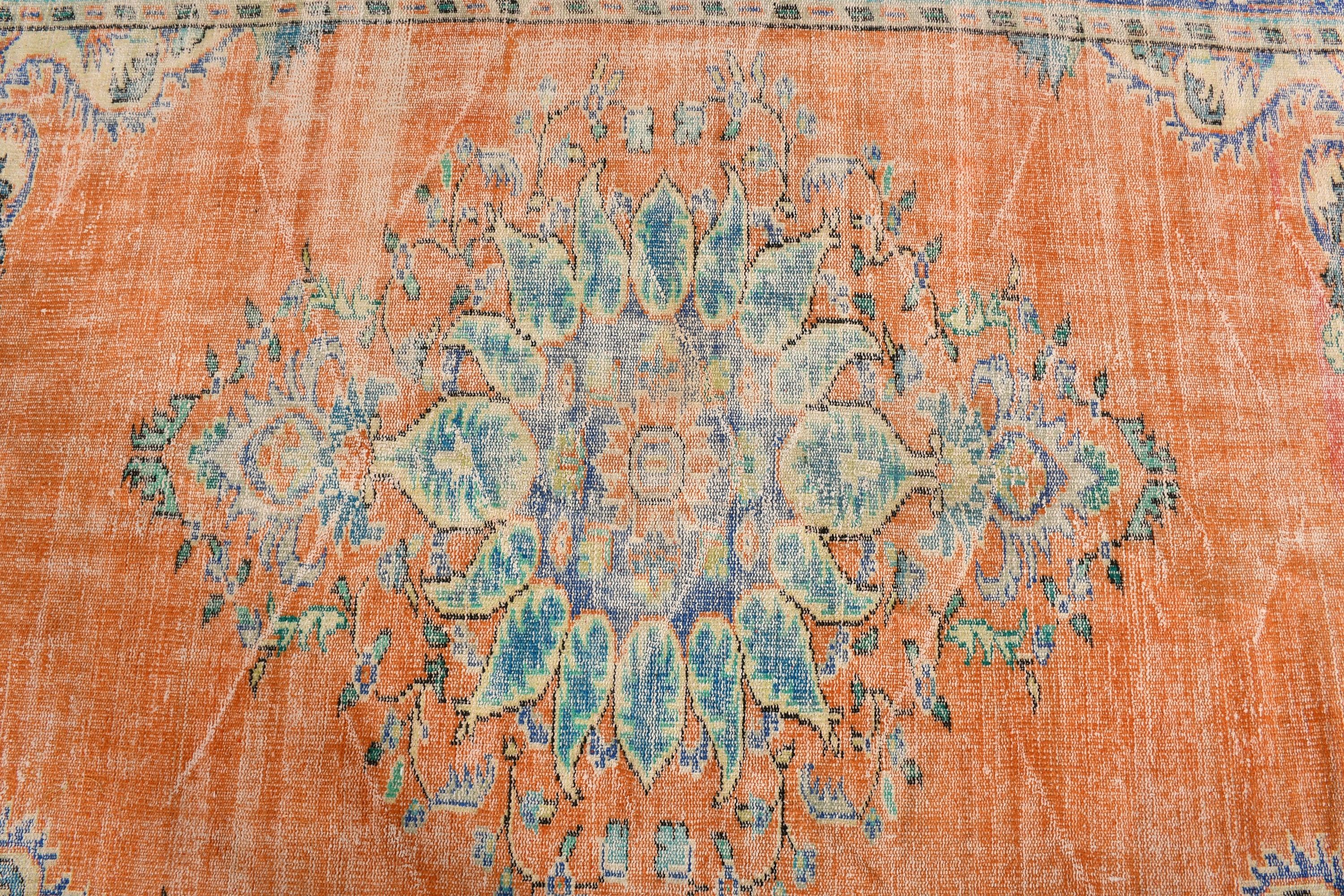 Mavi Yatak Odası Halısı, Boho Halısı, Vintage Halılar, Türk Halıları, 6.2x9.6 ft Büyük Halı, Oushak Halısı, Oturma Odası Halısı, Anadolu Halısı, Yatak Odası Halıları