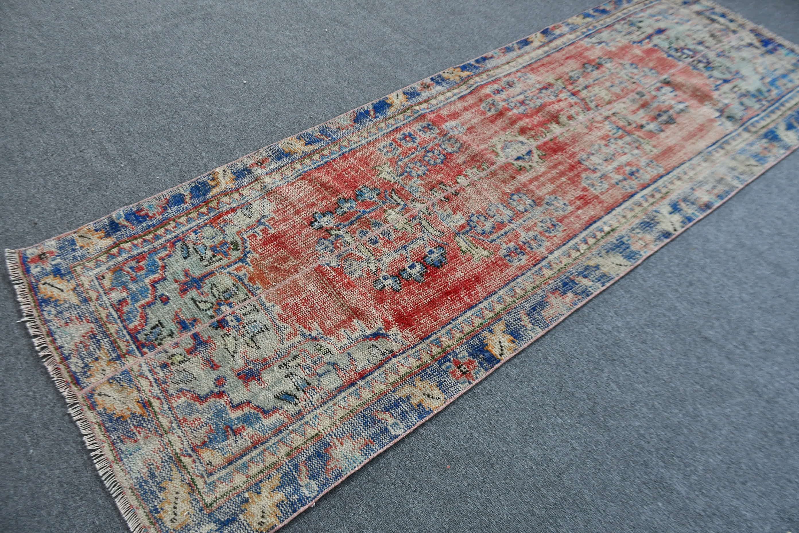 Pale Rug, Art Rug, Stair Rugs, Oriental Rug, Vintage Rug, 3.3x9.1 ft Runner Rug, Red Bedroom Rug, Rugs for Runner, Kitchen Rug, Turkish Rug