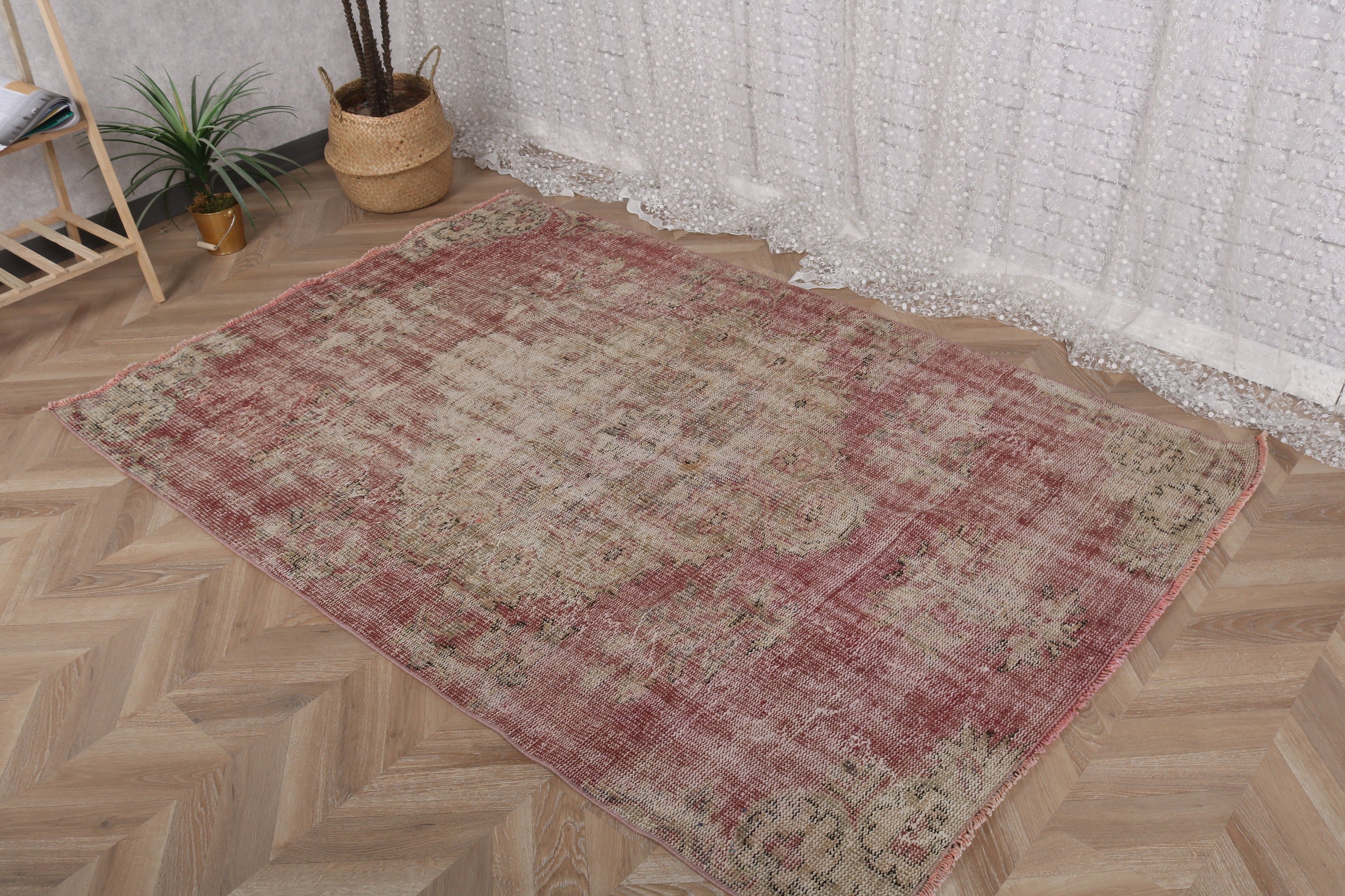 Decorative Rug, Turkish Rugs, 4.4x6.6 ft Area Rugs, Dining Room Rugs, Vintage Rug, Boho Rugs, Floor Rug, Purple Neutral Rugs, Kitchen Rug