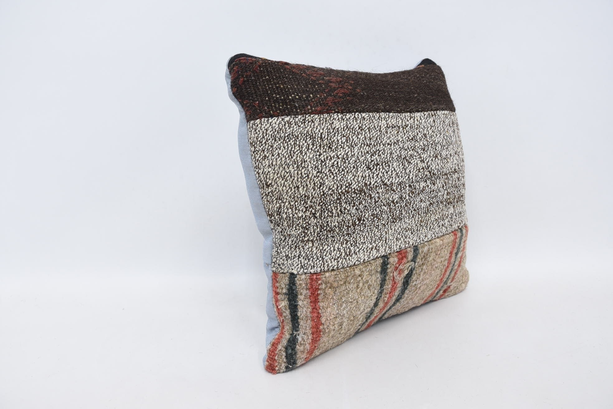 Bolster Throw Cushion Cover, Throw Kilim Pillow, Turkish Kilim Pillow, 16"x16" Beige Cushion Cover, Vintage Kilim Pillow