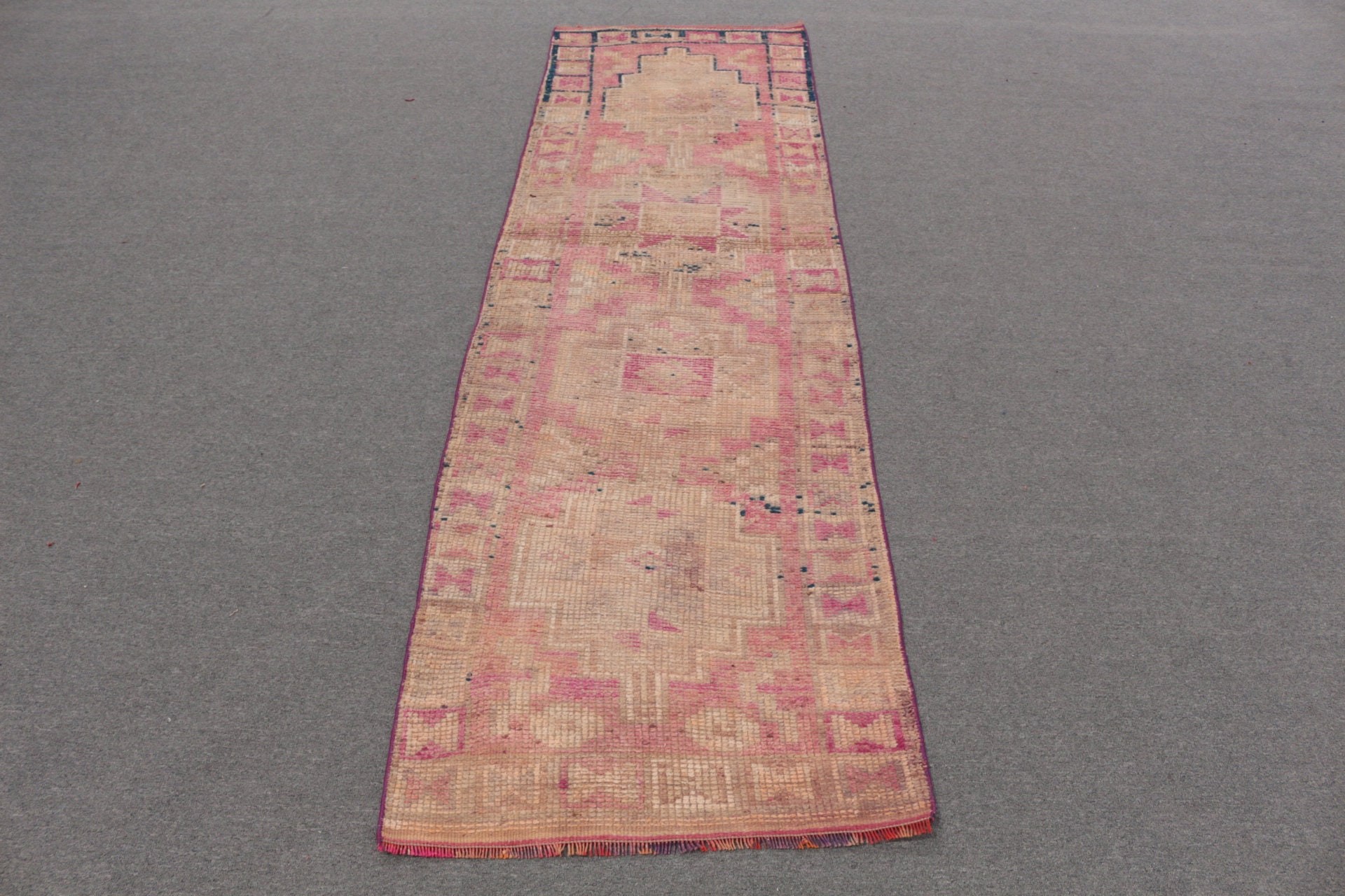 Türk Halısı, Yün Halı, Koridor Halıları, Vintage Halı, Dekoratif Halılar, 2,7x9,5 ft Yolluk Halıları, Koridor Halısı, Oryantal Halı, Bej Mutfak Halısı