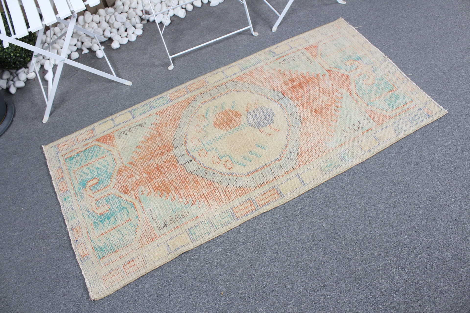 Oushak Rug, Orange Cool Rugs, 2.4x5 ft Small Rug, Turkish Rugs, Vintage Rugs, Rugs for Nursery, Bedroom Rug, Bath Rug