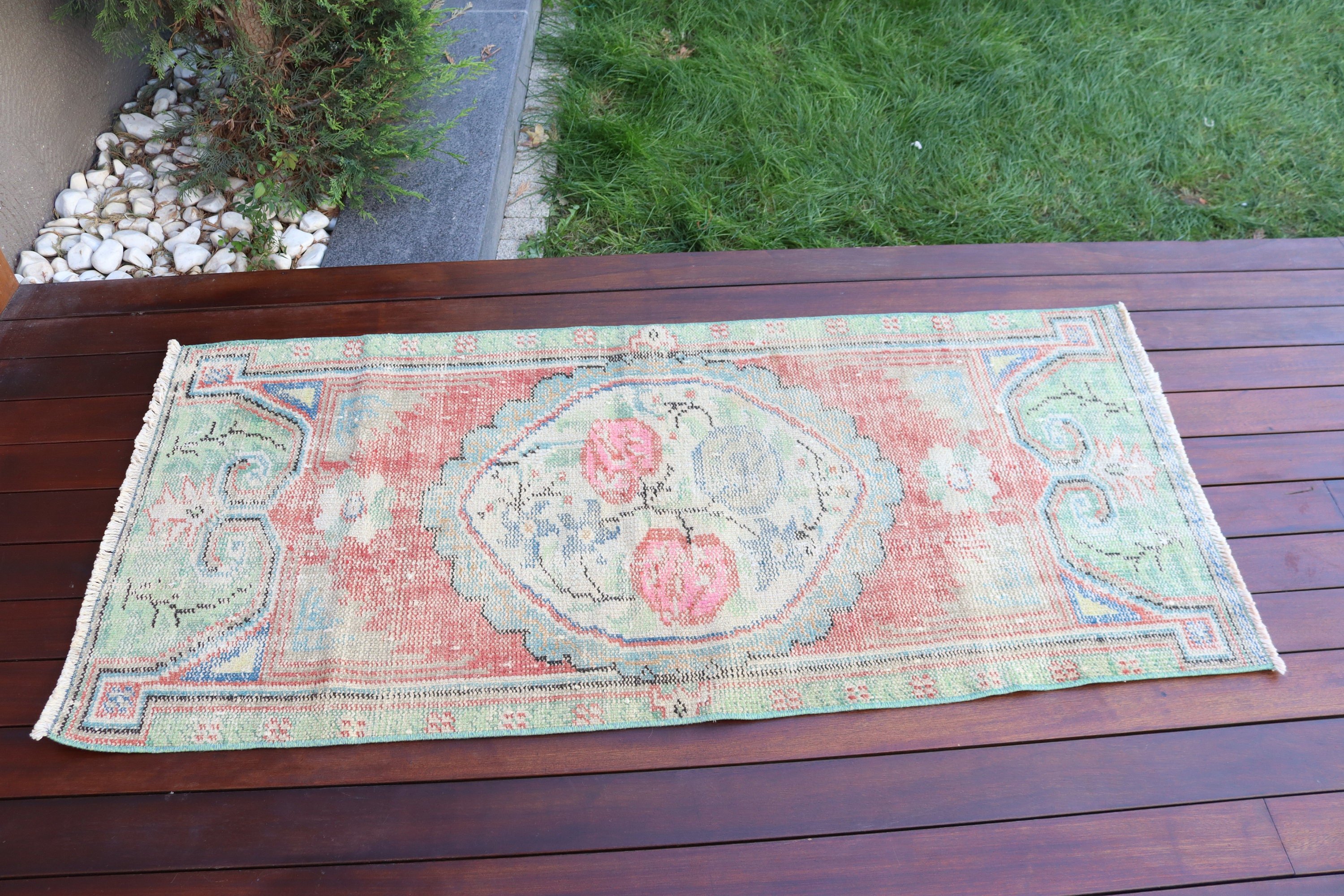 Duvara Asılı Halı, Ev Dekorasyonu Halısı, Vintage Halılar, Yeşil Yer Halıları, Küçük Alan Halısı, Türk Halısı, 2.2x5 ft Küçük Halılar, El Dokuma Halılar