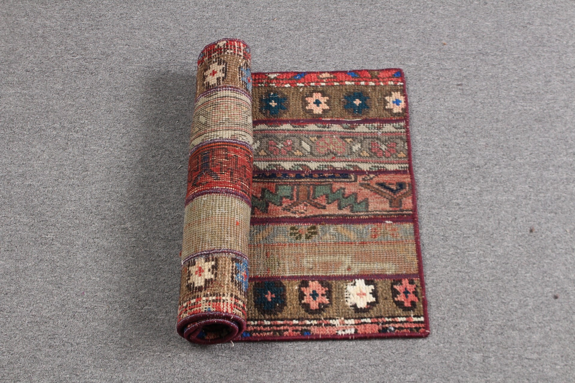 Banyo Halıları, Banyo Halısı, 1.6x2.9 ft Küçük Halı, Yeşil Ev Dekorasyonu Halısı, Antika Halı, Vintage Halı, Yatak Odası Halısı, Yün Halılar, Türk Halısı