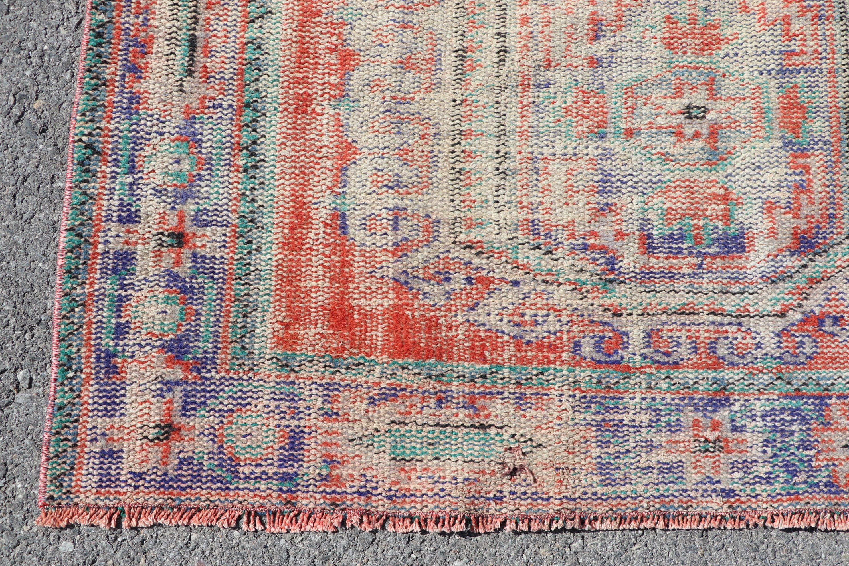 Hallway Rugs, Vintage Rugs, Bohemian Rug, Rugs for Runner, Turkish Rugs, Wool Rug, 4.1x11.1 ft Runner Rug, Orange Bedroom Rugs, Bedroom Rug