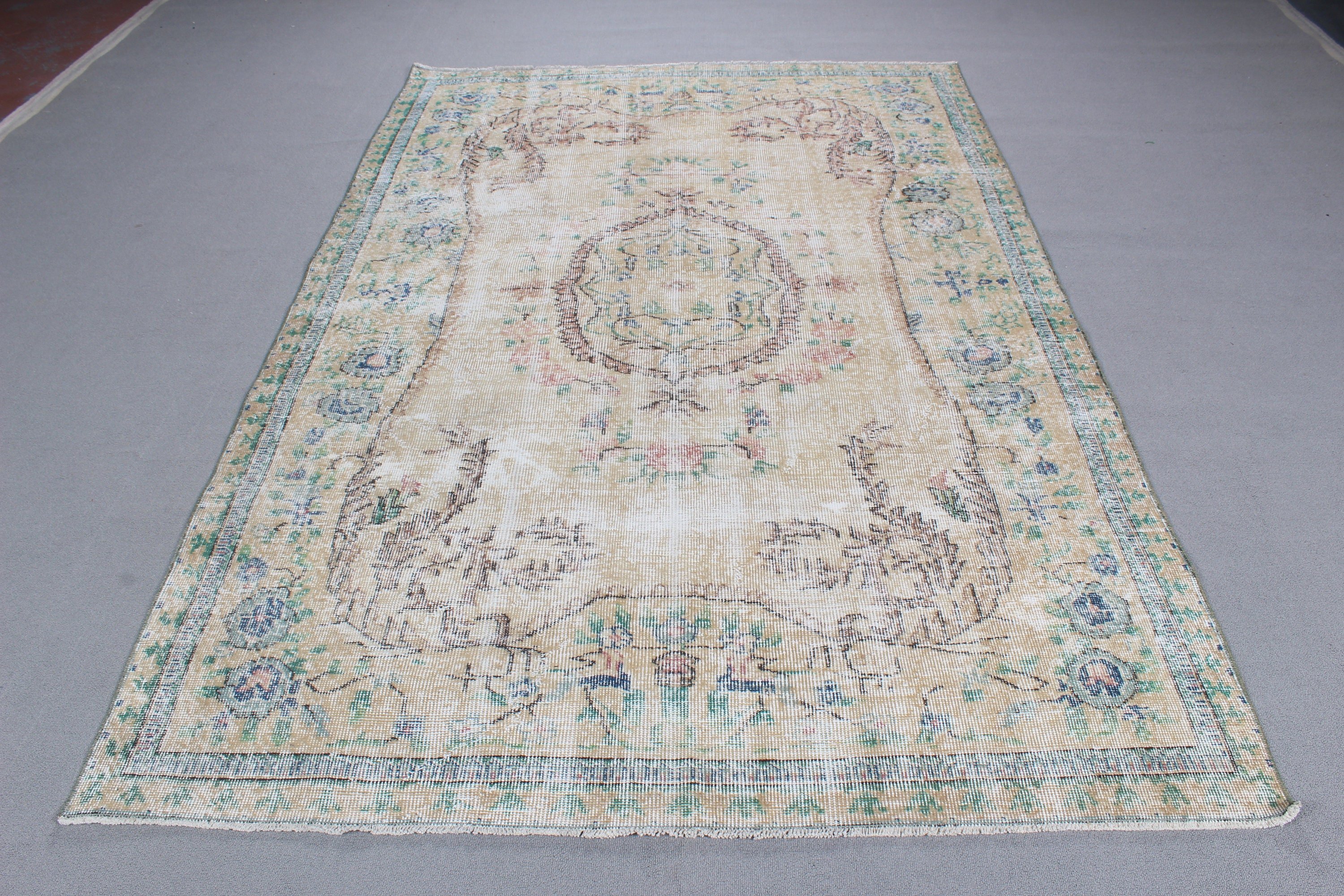 Bej Nötr Halılar, 5,5x8,4 ft Büyük Halı, Büyük Oushak Halıları, Anadolu Halıları, Büyük Boho Halısı, Türk Halıları, Vintage Halı, Nötr Halı