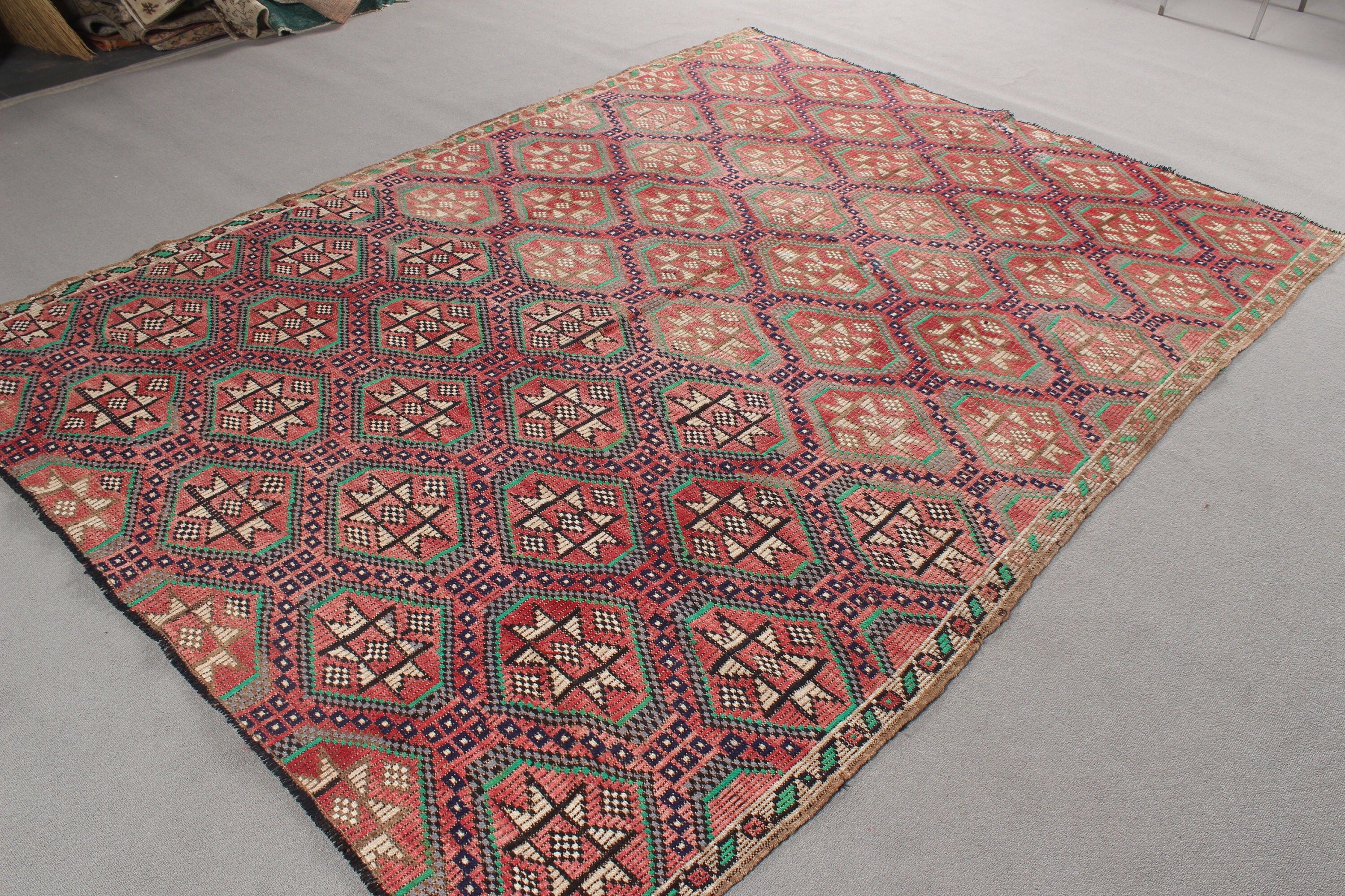 Dekoratif Halı, Mavi Yatak Odası Halıları, Oryantal Halılar, 6,5x8,7 ft Büyük Halılar, Kilim, Vintage Halılar, Büyük Oushak Halısı, Türk Halıları, Anadolu Halısı