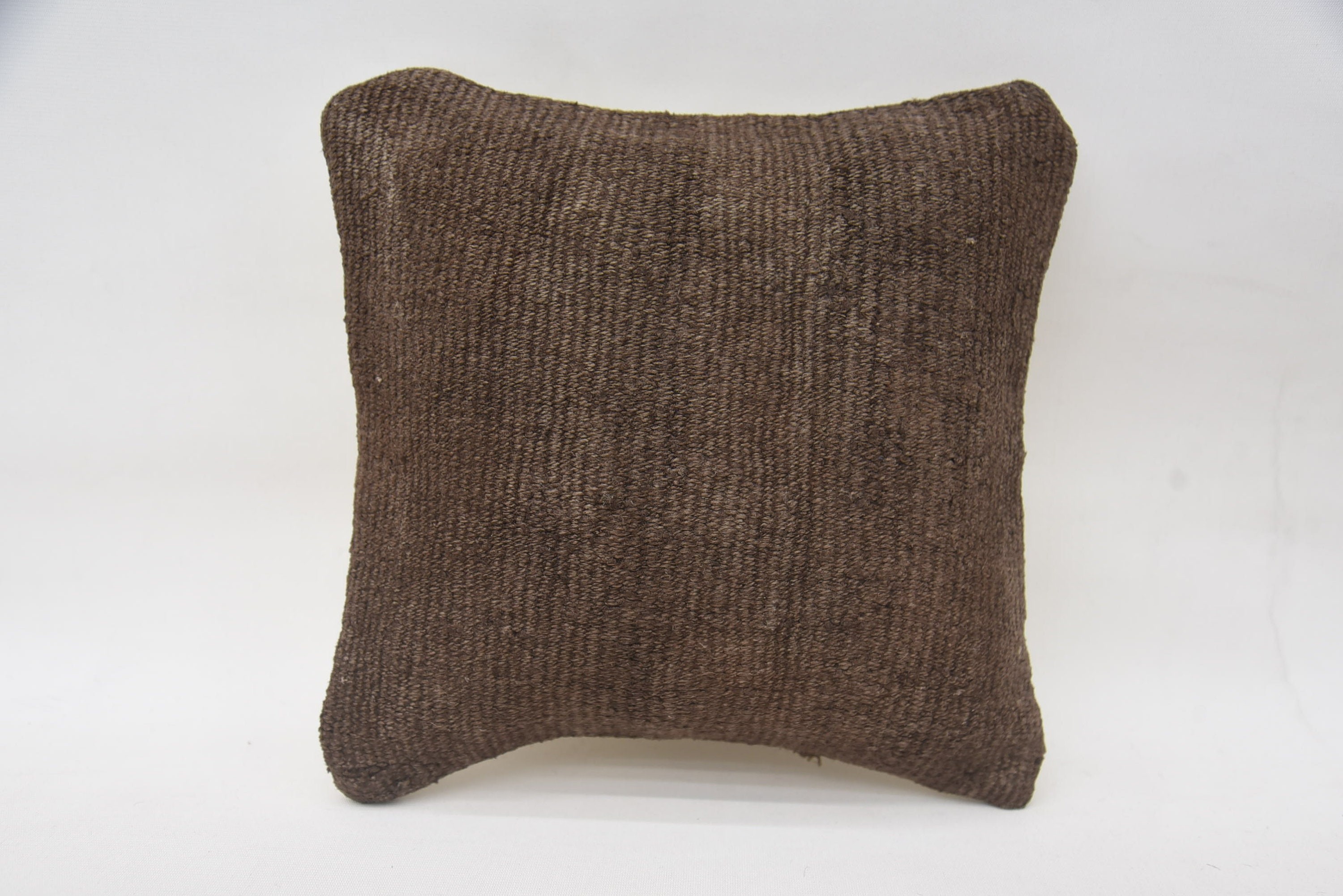 Pillow for Sofa, Handmade Kilim Cushion, Cotton Pillow Cover, Tapestry Cushion Cover, 12"x12" Brown Cushion Case, Vintage Pillow
