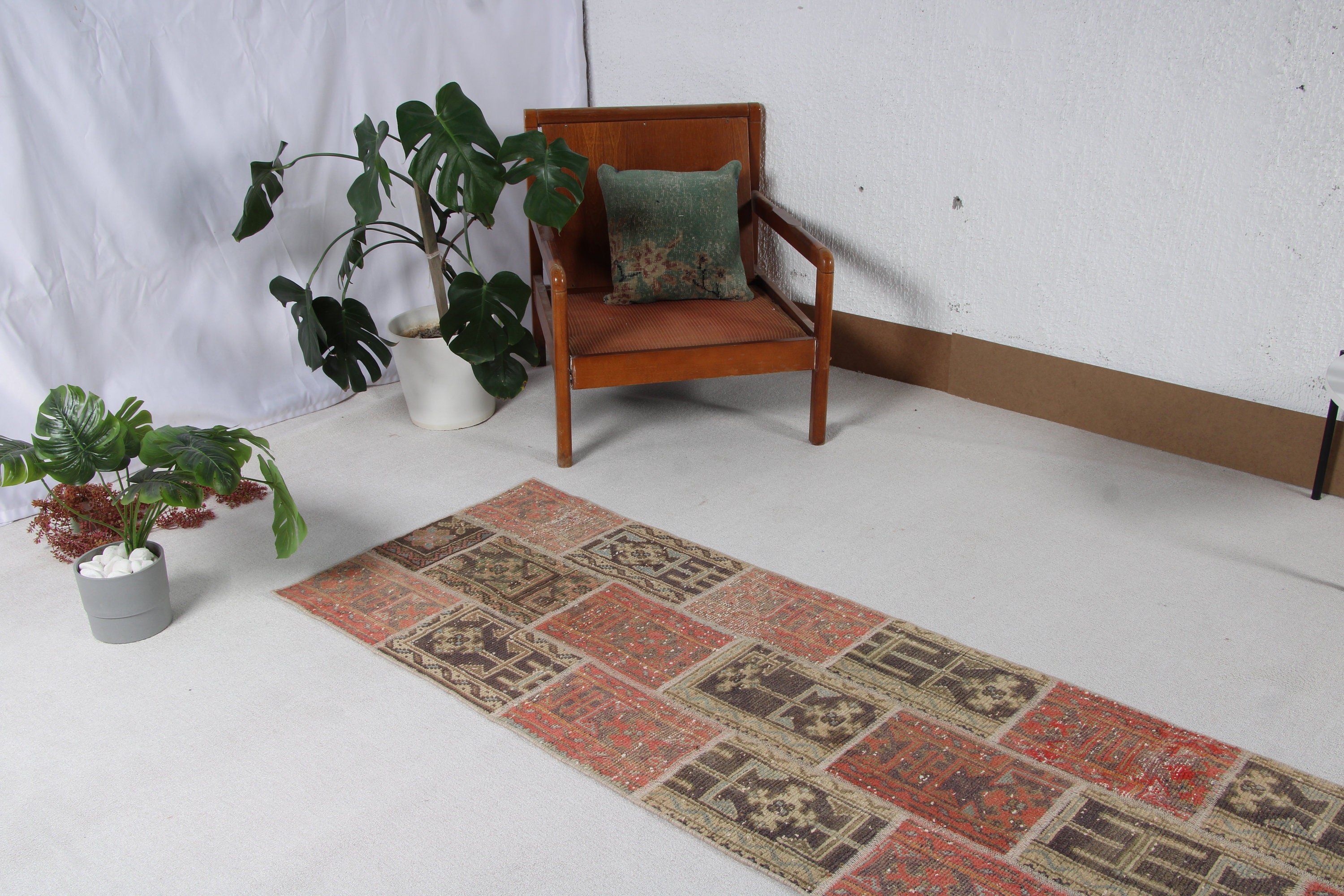 Boho Halı, Kahverengi Oryantal Halılar, Merdiven Halısı, Vintage Runner Halısı, Vintage Halılar, 2.4x14.5 ft Runner Halıları, Türk Halıları, Ev Dekorasyonu Halıları