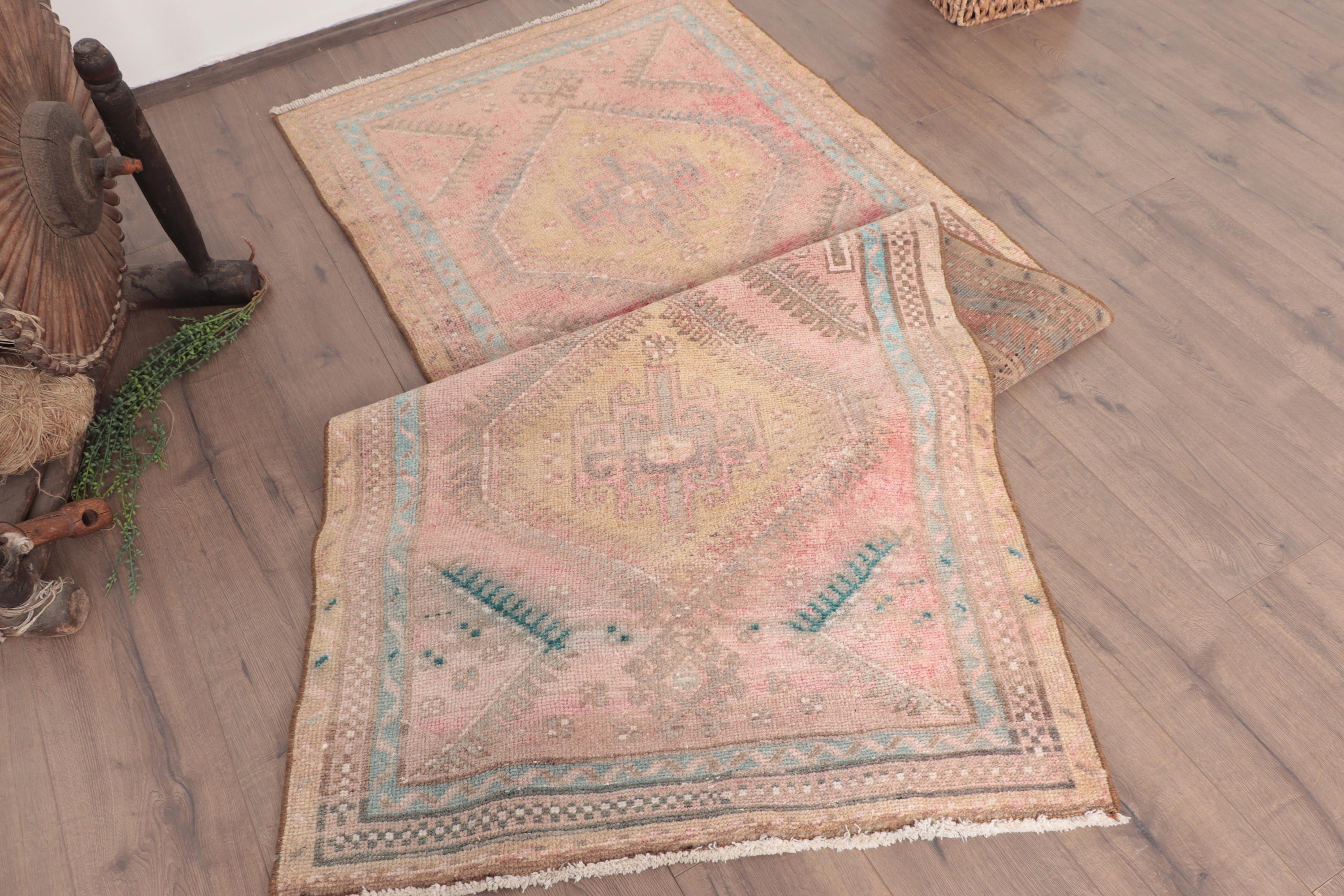 Vintage Halı, Runner Halıları, Türk Halısı, 3.1x8.7 ft Runner Halıları, Düz Dokuma Halılar, Pembe Açıklama Halısı, Koridor Halıları, Antika Halılar