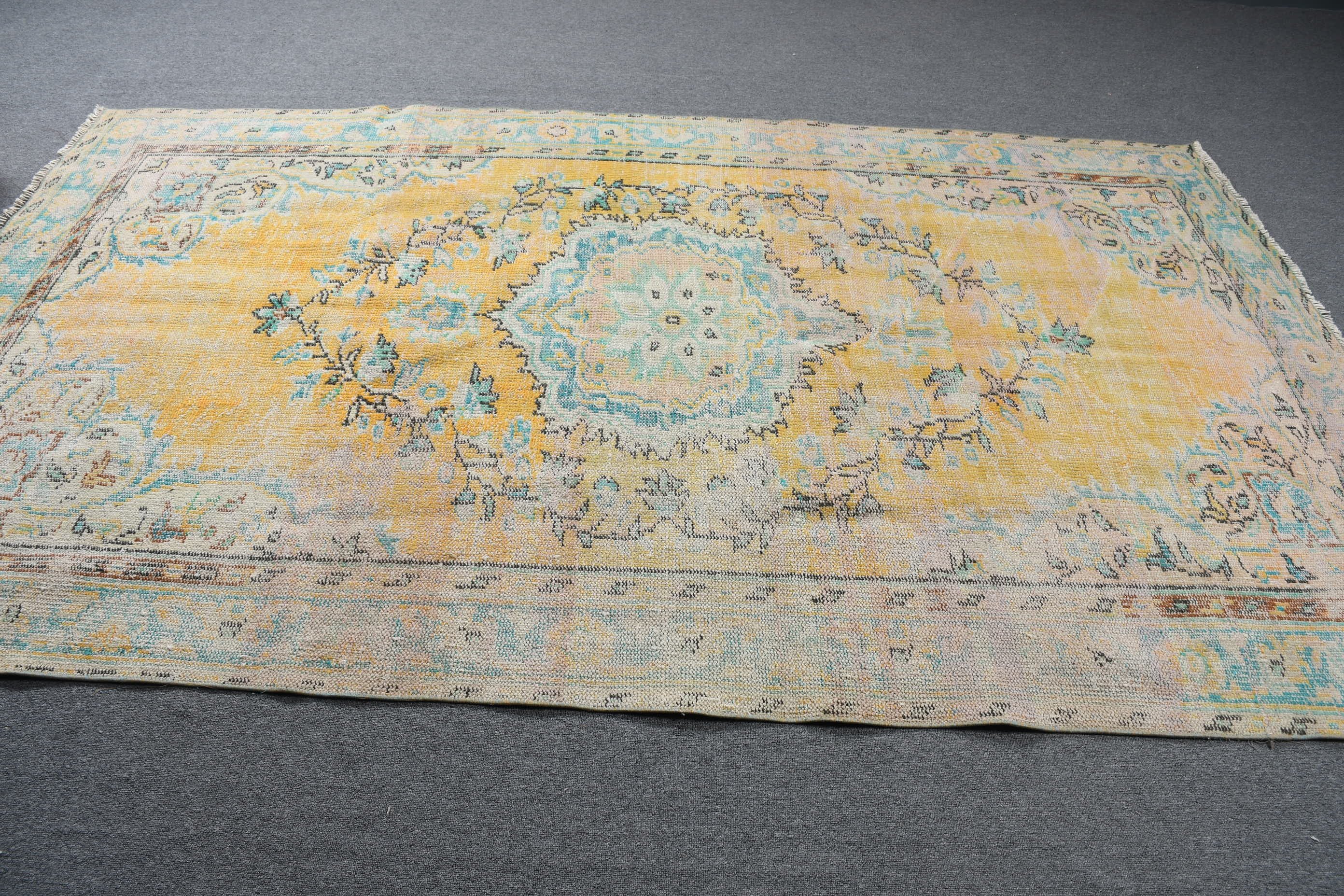 Bedroom Rug, Oushak Rugs, Vintage Rug, Dining Room Rug, Decorative Rugs, Turkish Rug, Yellow Oriental Rugs, 5.6x9.3 ft Large Rug, Wool Rugs