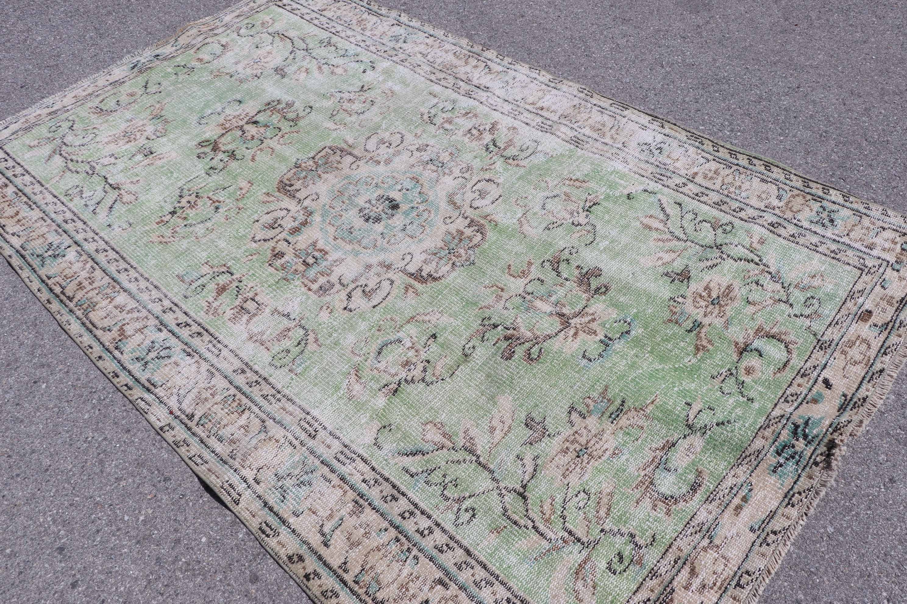 Turkish Rug, Vintage Rug, Nursery Rugs, Kitchen Rug, Green Wool Rugs, 4.7x7.8 ft Area Rugs, Anatolian Rug, Moroccan Rug, Rugs for Indoor