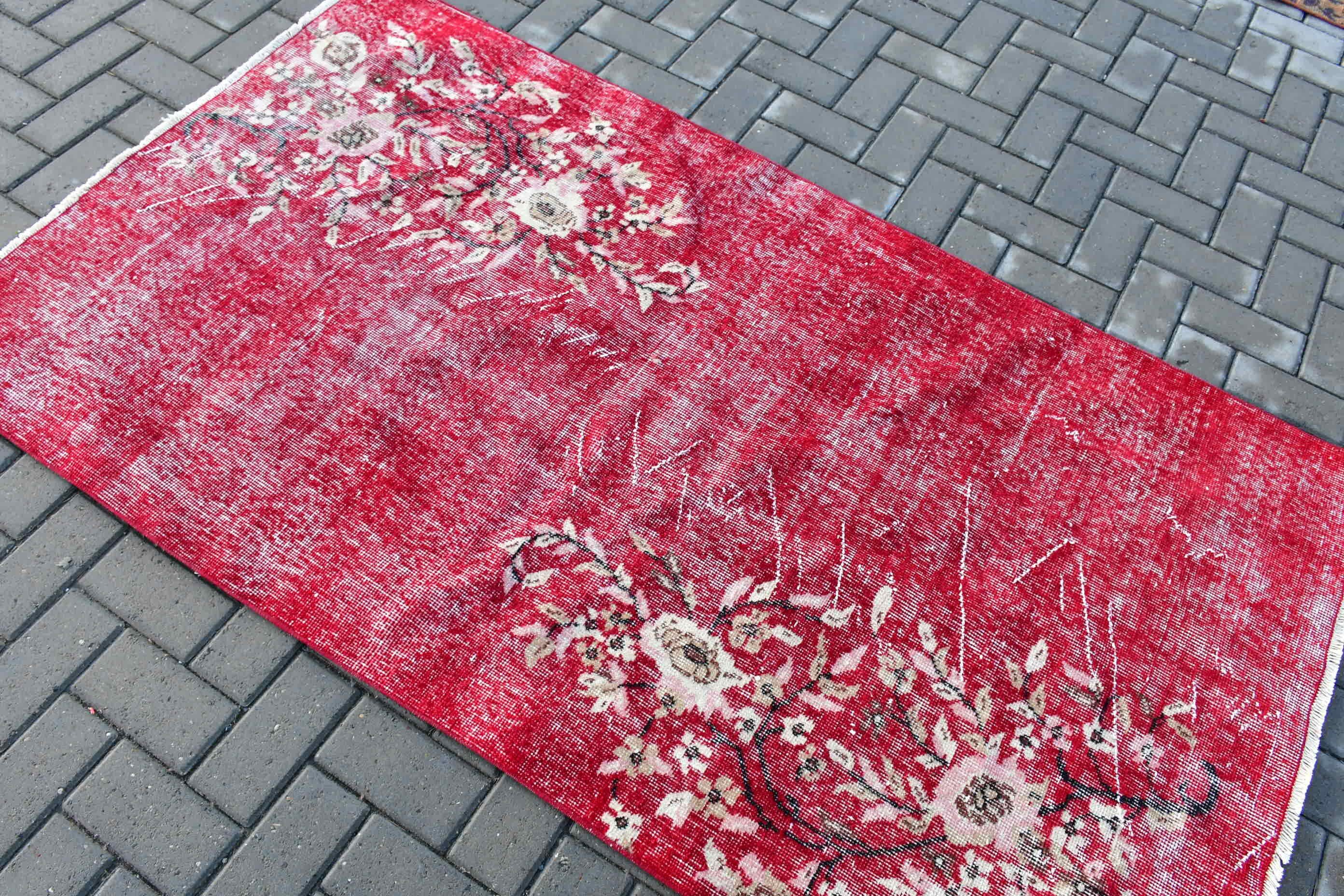 Nomadic Rug, Vintage Rug, Rugs for Entry, Nursery Rug, 3.7x6.4 ft Accent Rugs, Turkish Rug, Red Kitchen Rugs, Anatolian Rugs