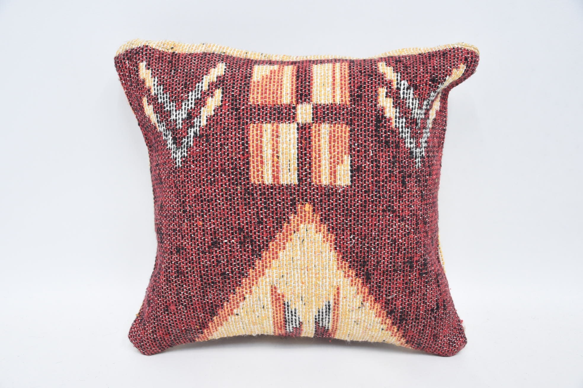 12"x12" Red Cushion Case, Pillow for Sofa, Cozy Throw Pillow Case, Ethnical Kilim Rug Pillow, Pattern Throw Cushion Cover, Boho Pillow