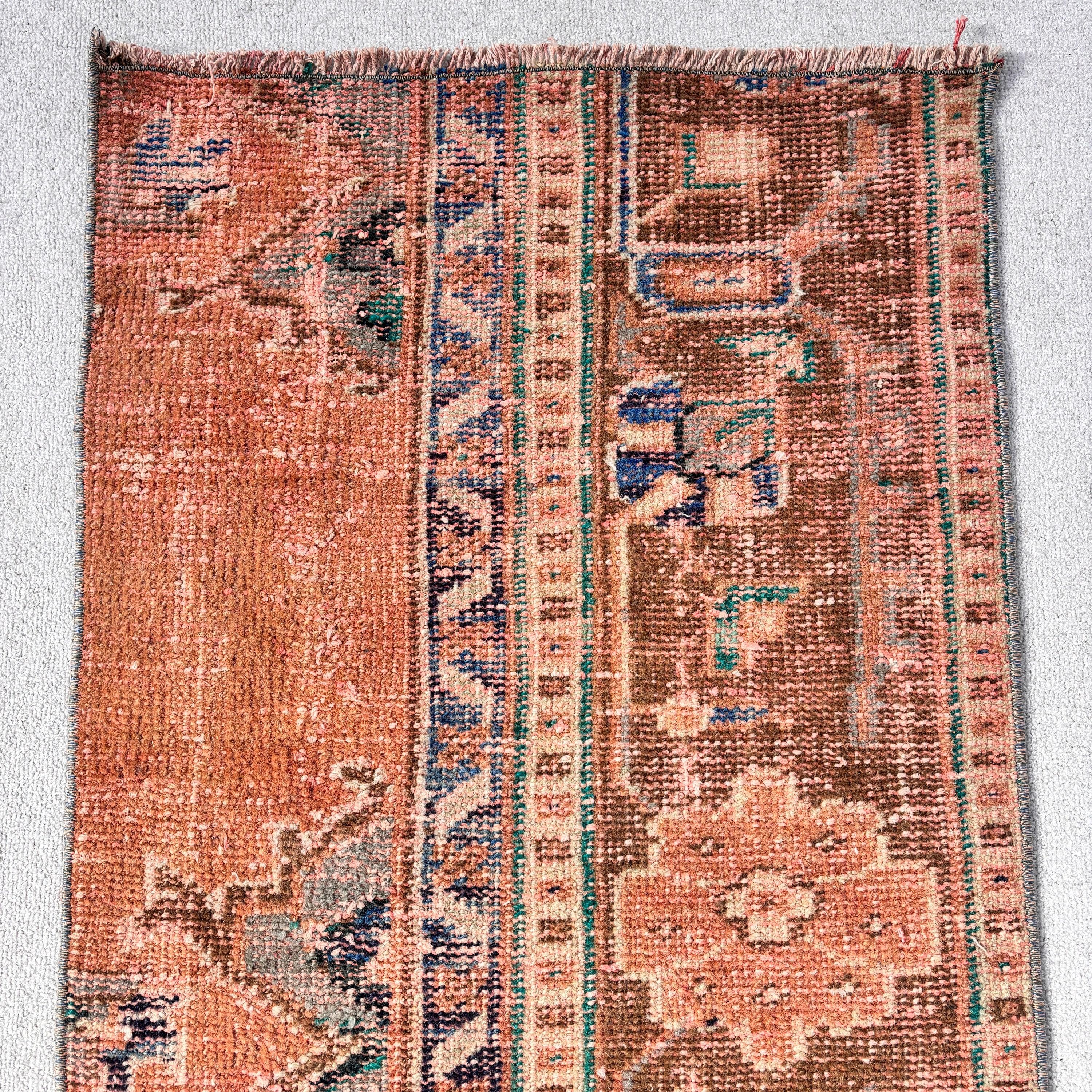 Turkish Rugs, Orange Wool Rugs, Bath Rugs, Vintage Rugs, Bedroom Rugs, Cool Rug, Kitchen Rugs, 1.9x4.9 ft Small Rug, Rugs for Kitchen