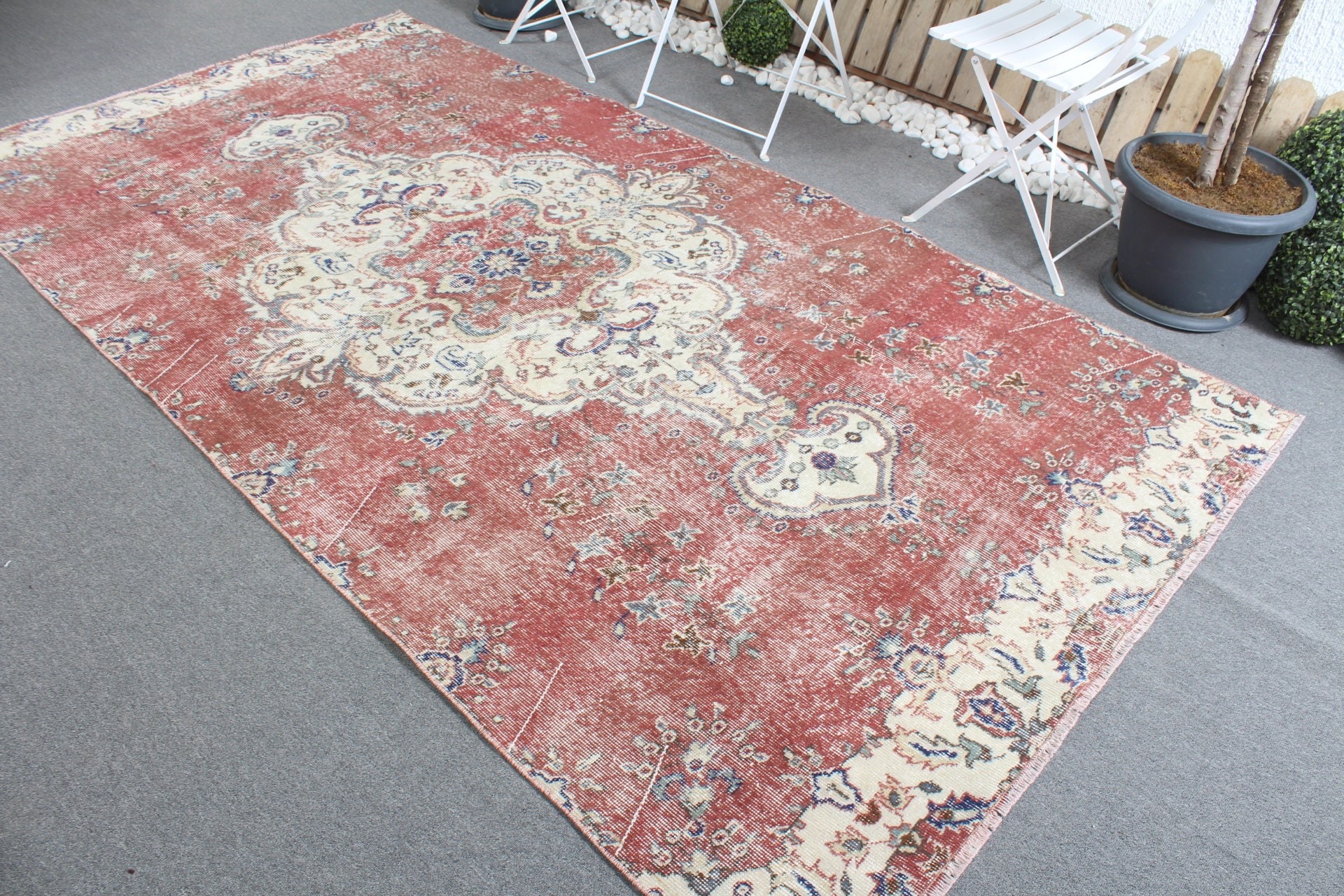 Antique Rug, Vintage Rug, Rugs for Dining Room, 5x9.6 ft Large Rugs, Red Wool Rug, Living Room Rugs, Turkey Rug, Turkish Rug, Bedroom Rug