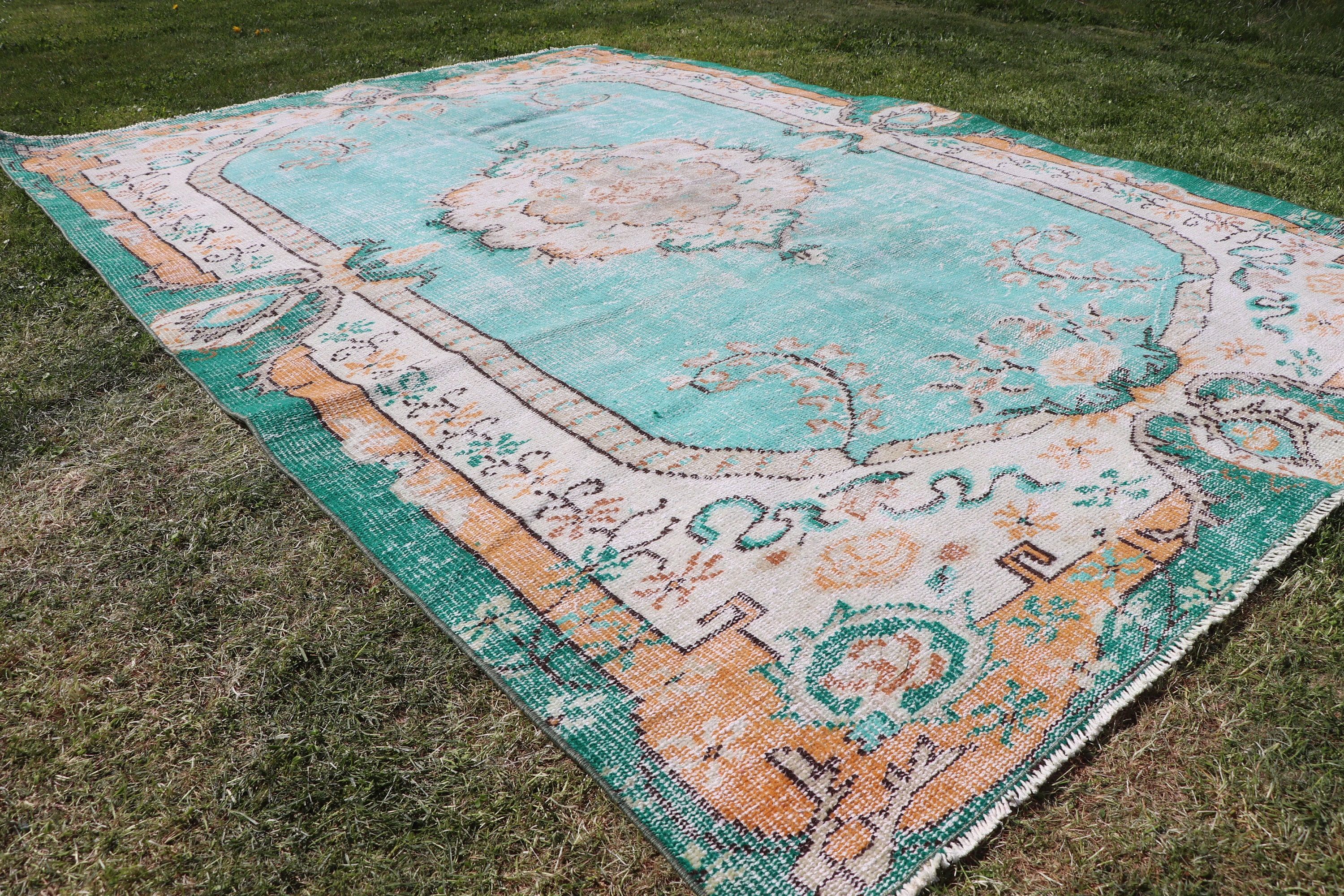 Large Boho Rugs, Large Vintage Rugs, Handwoven Rugs, Vintage Rugs, Green Statement Rugs, Neutral Rug, Turkish Rug, 5.7x8.6 ft Large Rugs