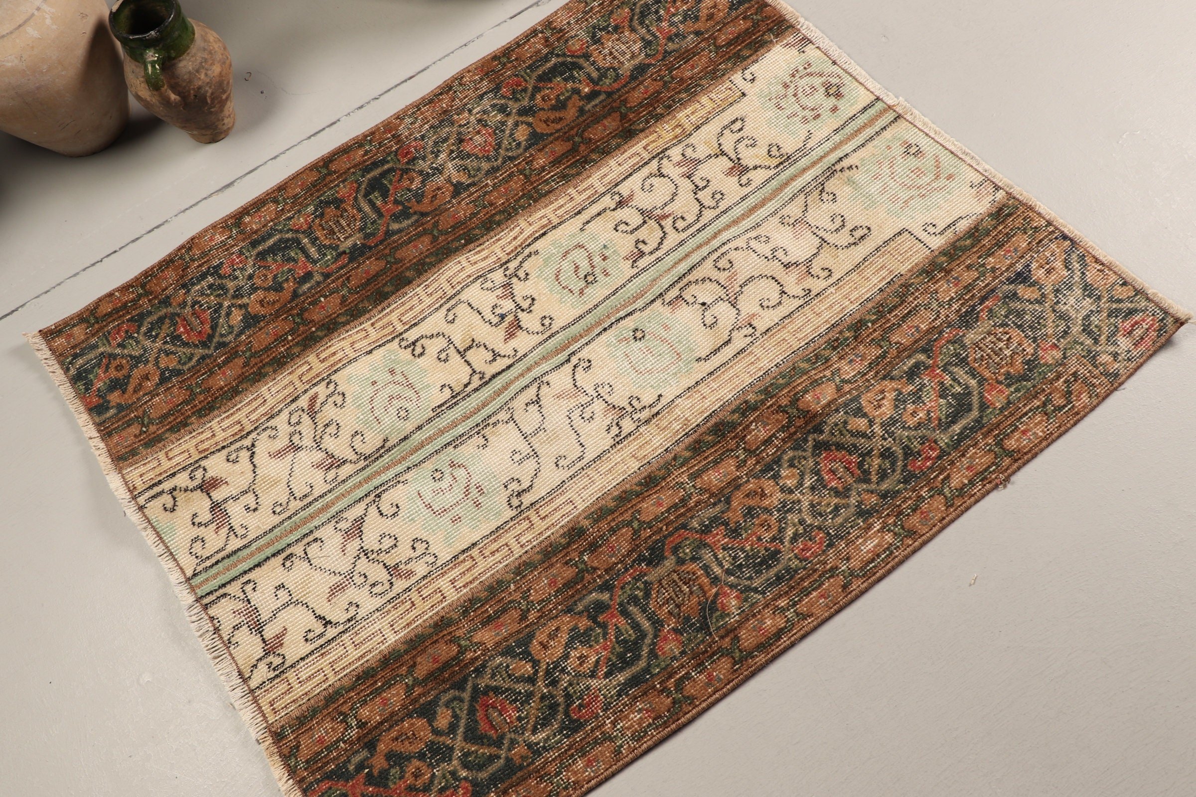 Nursery Rug, Bathroom Rug, Turkish Rug, Vintage Rugs, Moroccan Rugs, Beige  2.8x3.4 ft Small Rugs, Old Rug, Bedroom Rug