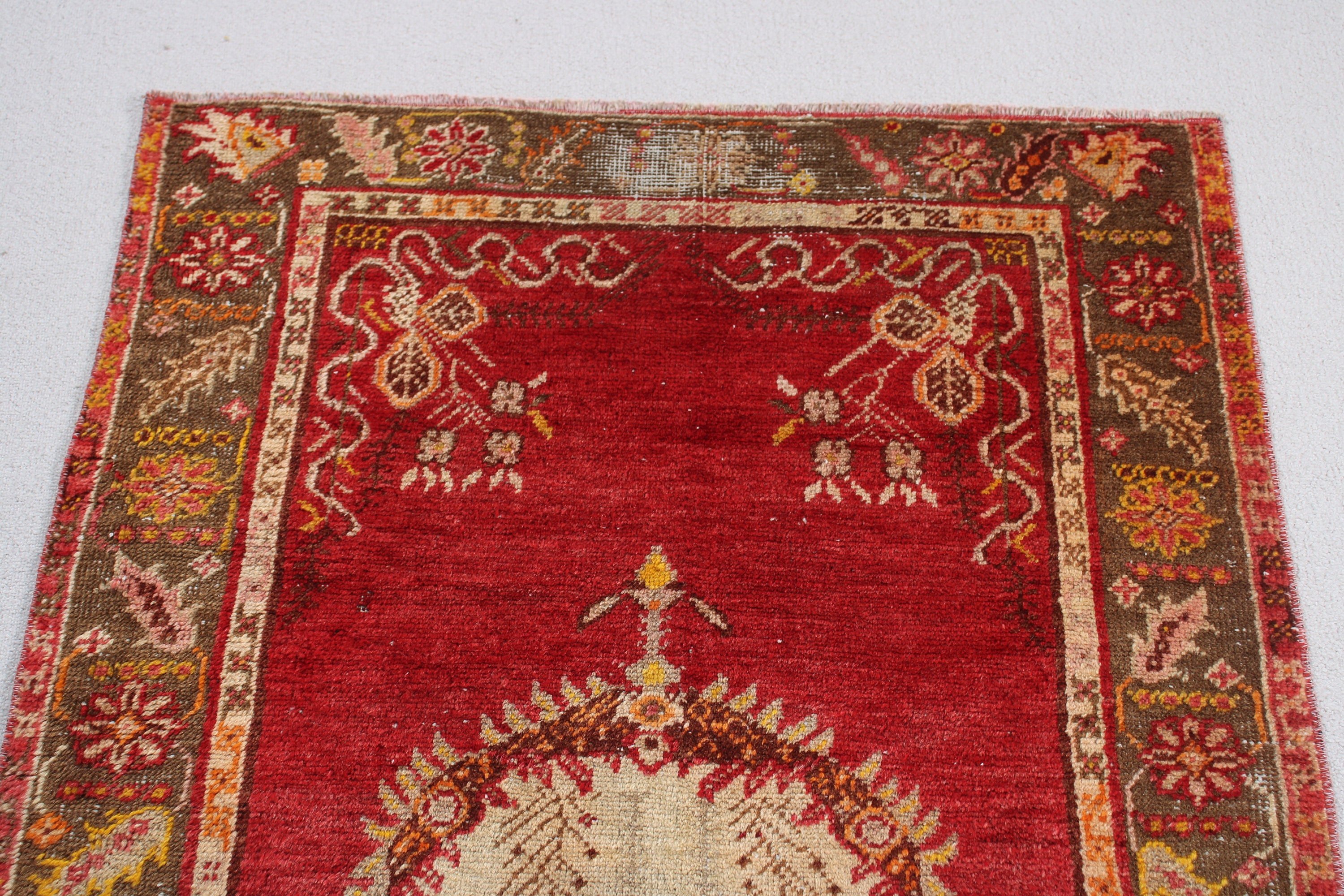 Türk Halıları, Mutfak Halıları, 3.3x5.9 ft Accent Halı, Vintage Halı, Mutfak Halıları, Antika Halı, Kırmızı Antika Halı, Yün Halılar, Yatak Odası Halısı