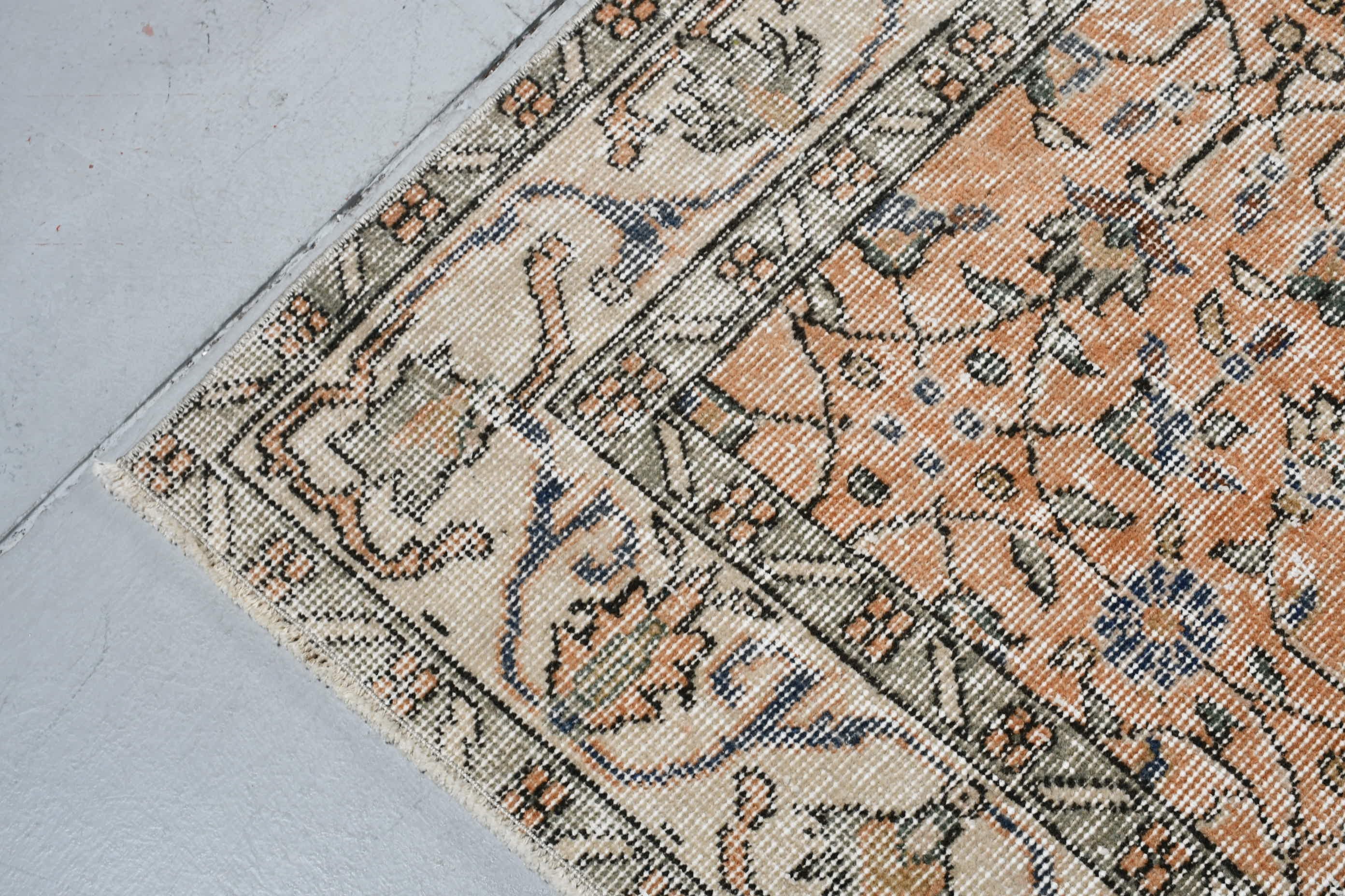 Yurt Halısı, Yemek Odası Halısı, Türk Halıları, Turuncu Oushak Halısı, Oturma Odası Halısı, Oushak Halıları, Yer Halıları, Vintage Halı, 4x6,4 ft Alan Halısı