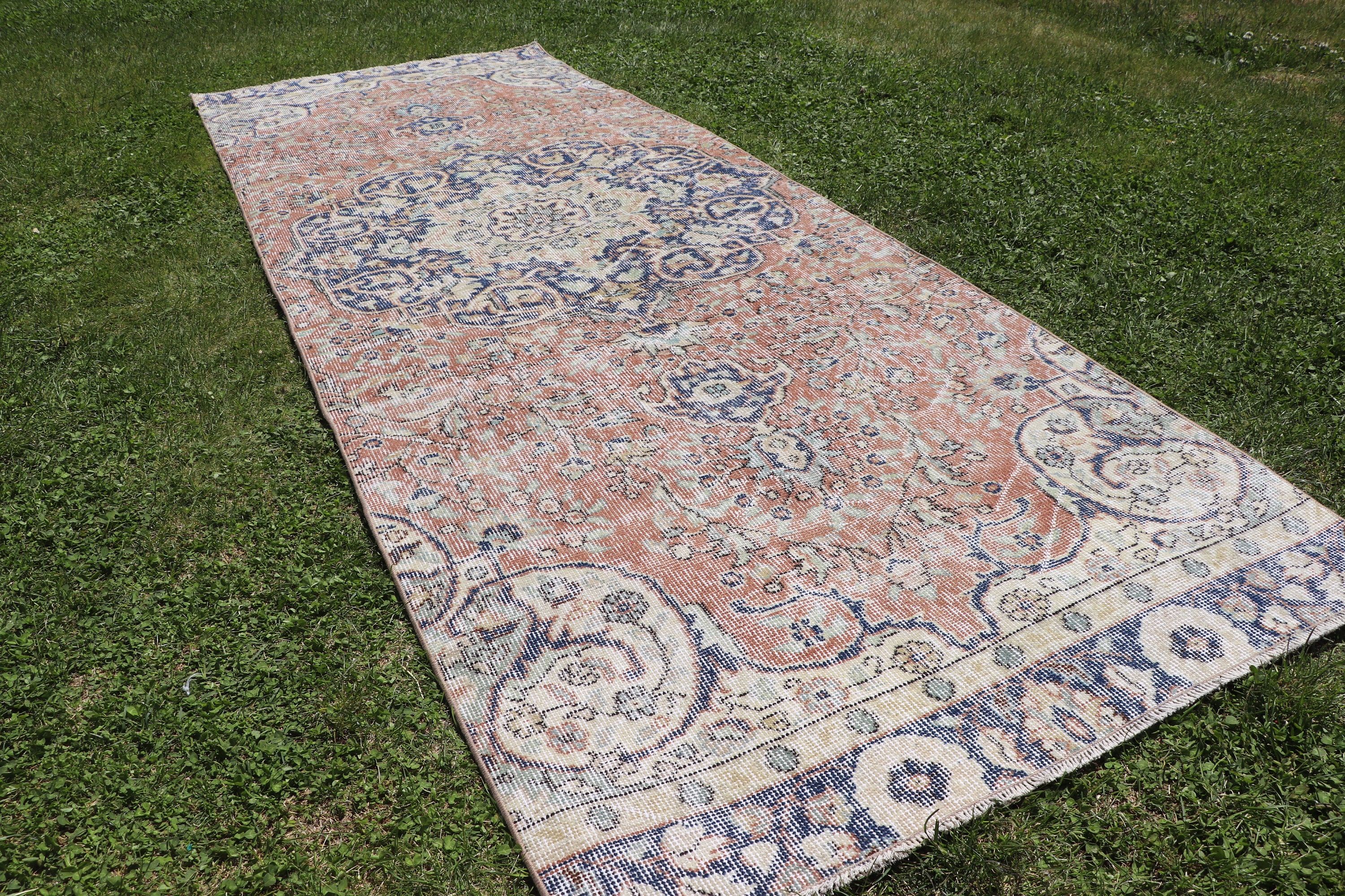 Turuncu Ev Dekor Halısı, 3.4x9.5 ft Runner Halıları, Vintage Halılar, Fas Halıları, Türk Halısı, Merdiven Halıları, Boho Halıları, Koridor Halıları