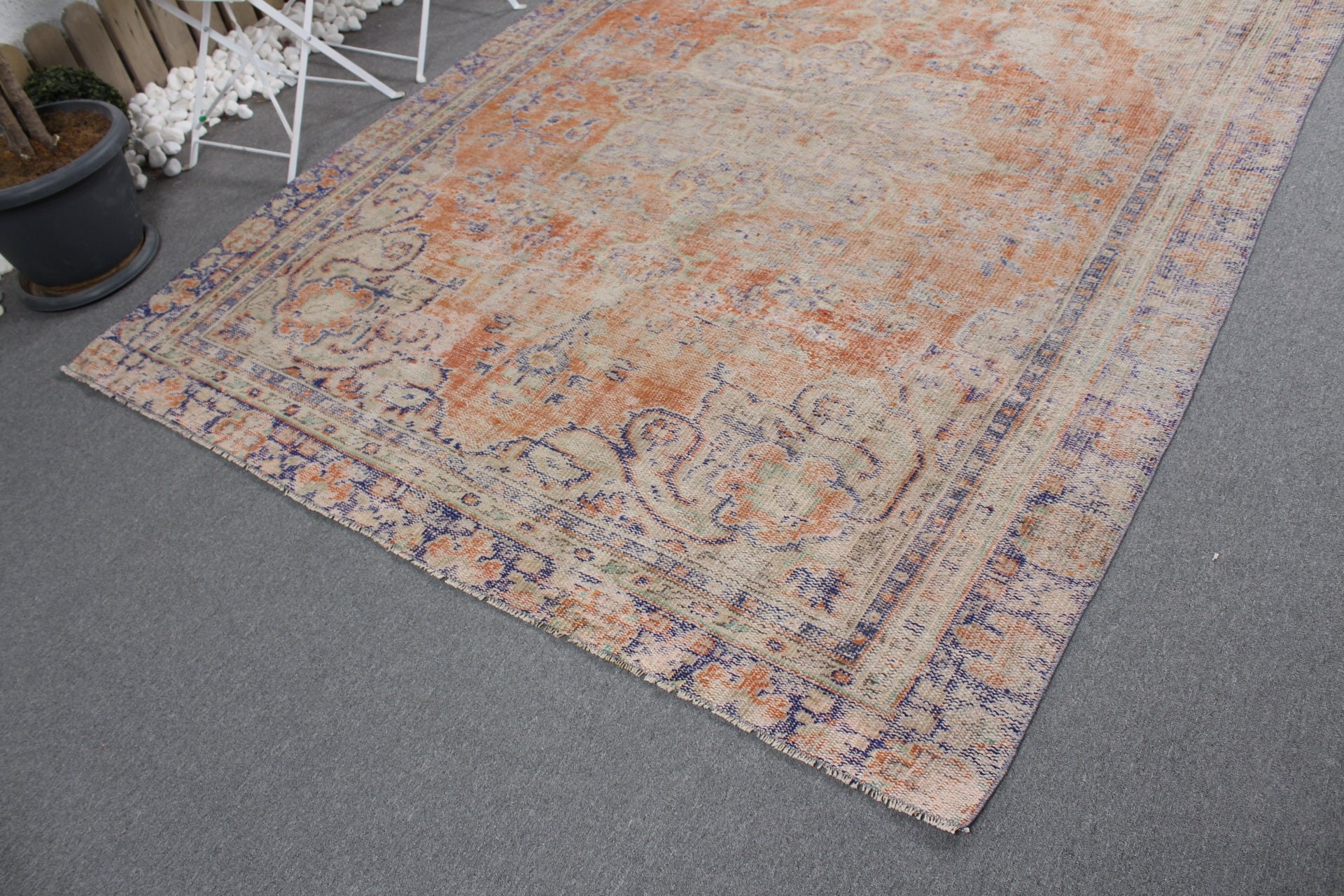 Art Rug, Dining Room Rug, Oriental Rug, Turkish Rugs, Orange  6.3x9.1 ft Large Rugs, Vintage Rug, Living Room Rug, Wool Rugs