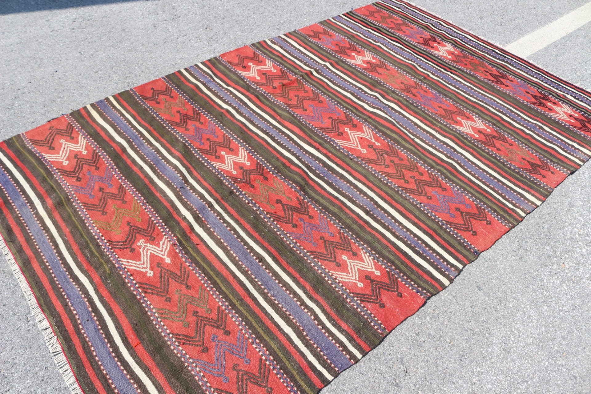 Yer Halısı, Kırmızı Oushak Halısı, Yemek Odası Halısı, Oushak Halısı, Kilim, Vintage Halılar, Oturma Odası Halıları, Türk Halıları, 5.2x8.5 ft Büyük Halı, Eski Halılar