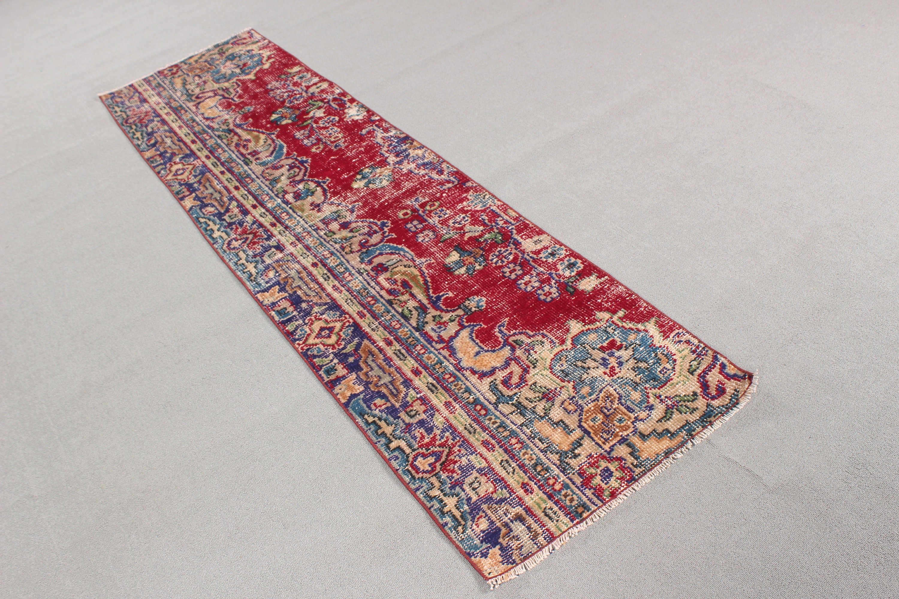 Yer Halıları, Kırmızı 2x7.4 ft Runner Halı, Mutfak Halıları, Beni Ourain Runner Halıları, Anadolu Halısı, Vintage Halılar, Türk Halısı