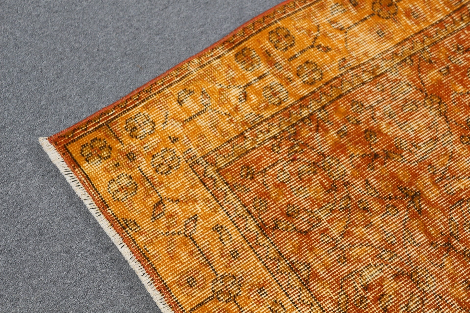 Orange Wool Rug, Oushak Rugs, Pastel Rug, Floor Rugs, Rugs for Floor, Turkish Rug, Cool Rugs, Vintage Rug, Kitchen Rug, 3.7x6.6 ft Area Rug