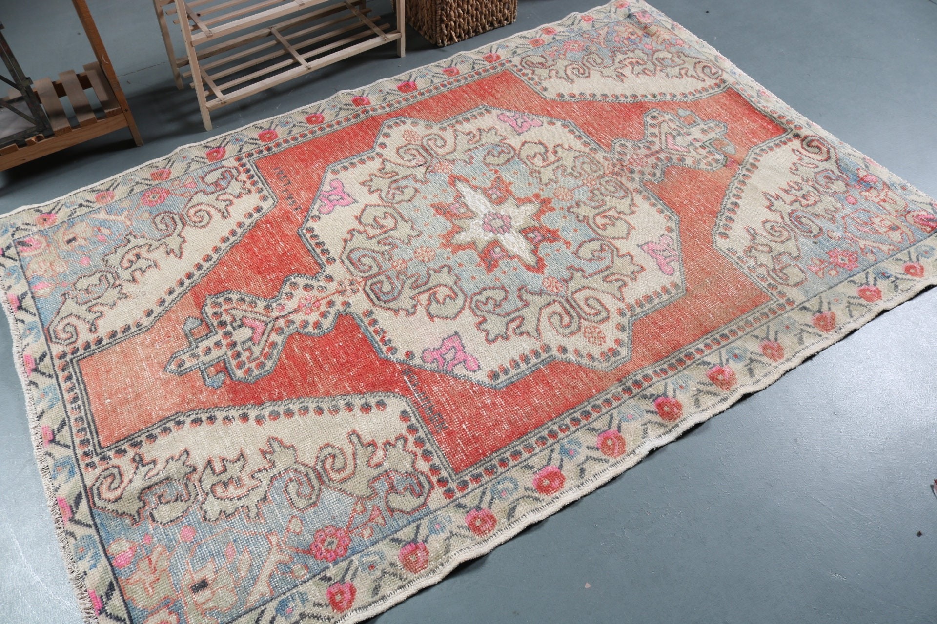 Kitchen Rugs, Farmhouse Decor Rug, 4.4x6.9 ft Area Rug, Bedroom Rug, Indoor Rug, Vintage Rug, Turkish Rug, Home Decor Rug, Rugs for Nursery