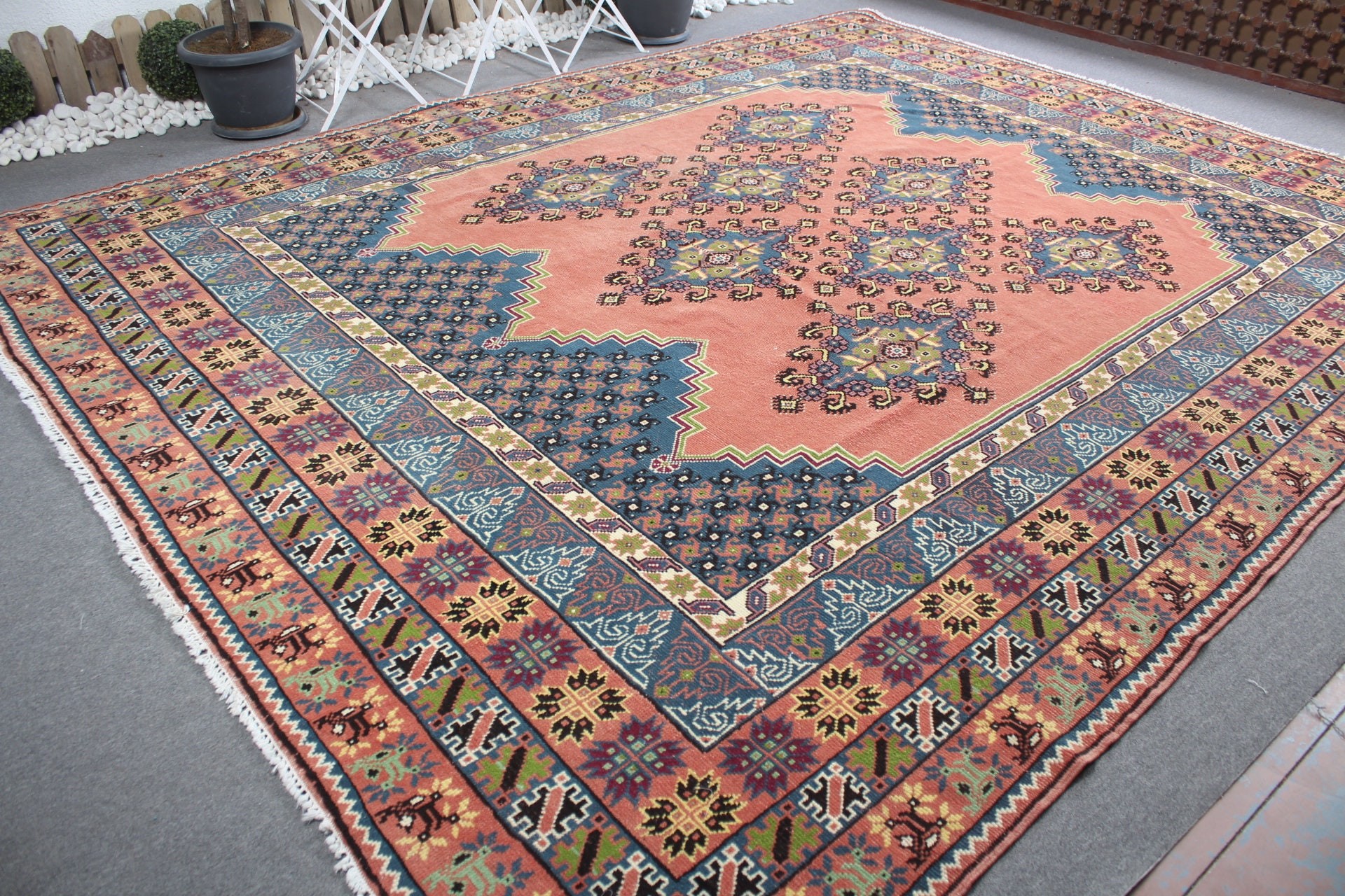 Sessiz Halı, Oturma Odası Halısı, Oryantal Halılar, Salon Halısı, Vintage Halı, Antika Halı, Türk Halısı, Kırmızı Antika Halı, 10.3x12.8 ft Büyük Boy Halı